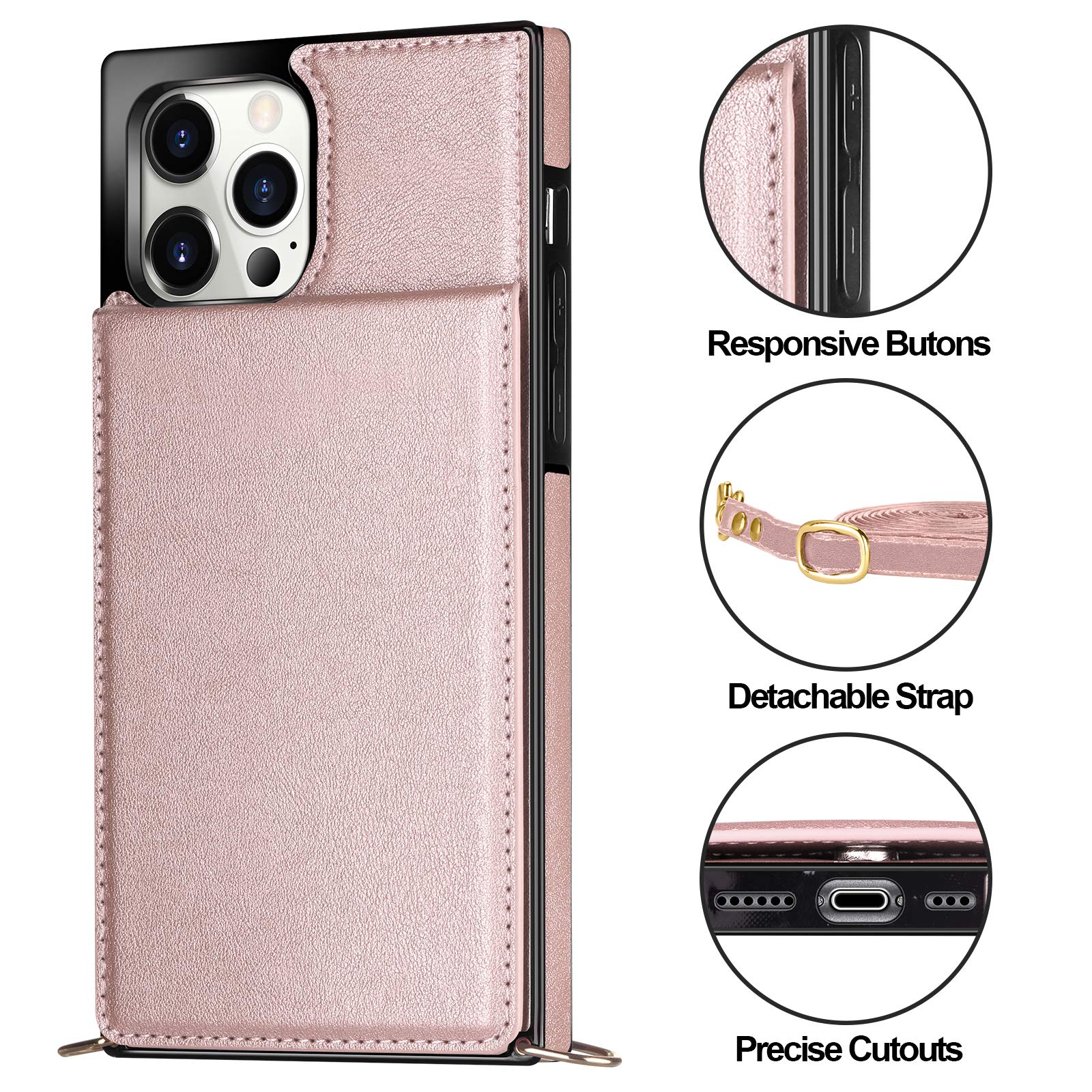 Vofolen For Iphone 12 Pro Max Case Wallet With Card Holder Crossbody Lanyard Strap Magnetic Clasp Heavy Duty Protective Leather