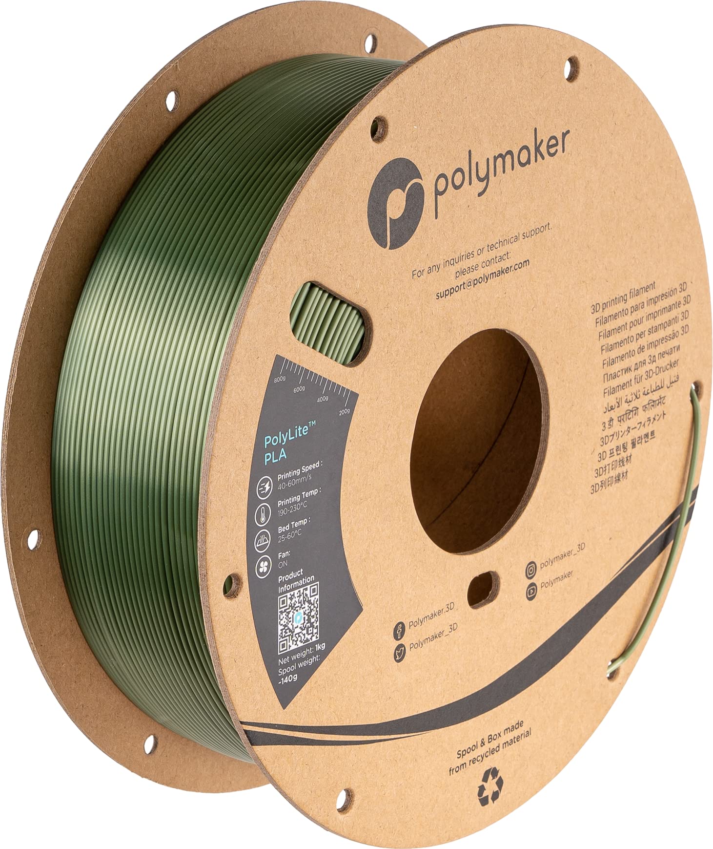 Polymaker Silk Pla Filament 1.75Mm, Shiny Silk Peridot Green 3D Printer Pla Filament 1Kg   Polylite 1.75Mm Silk Peridot Green 3D