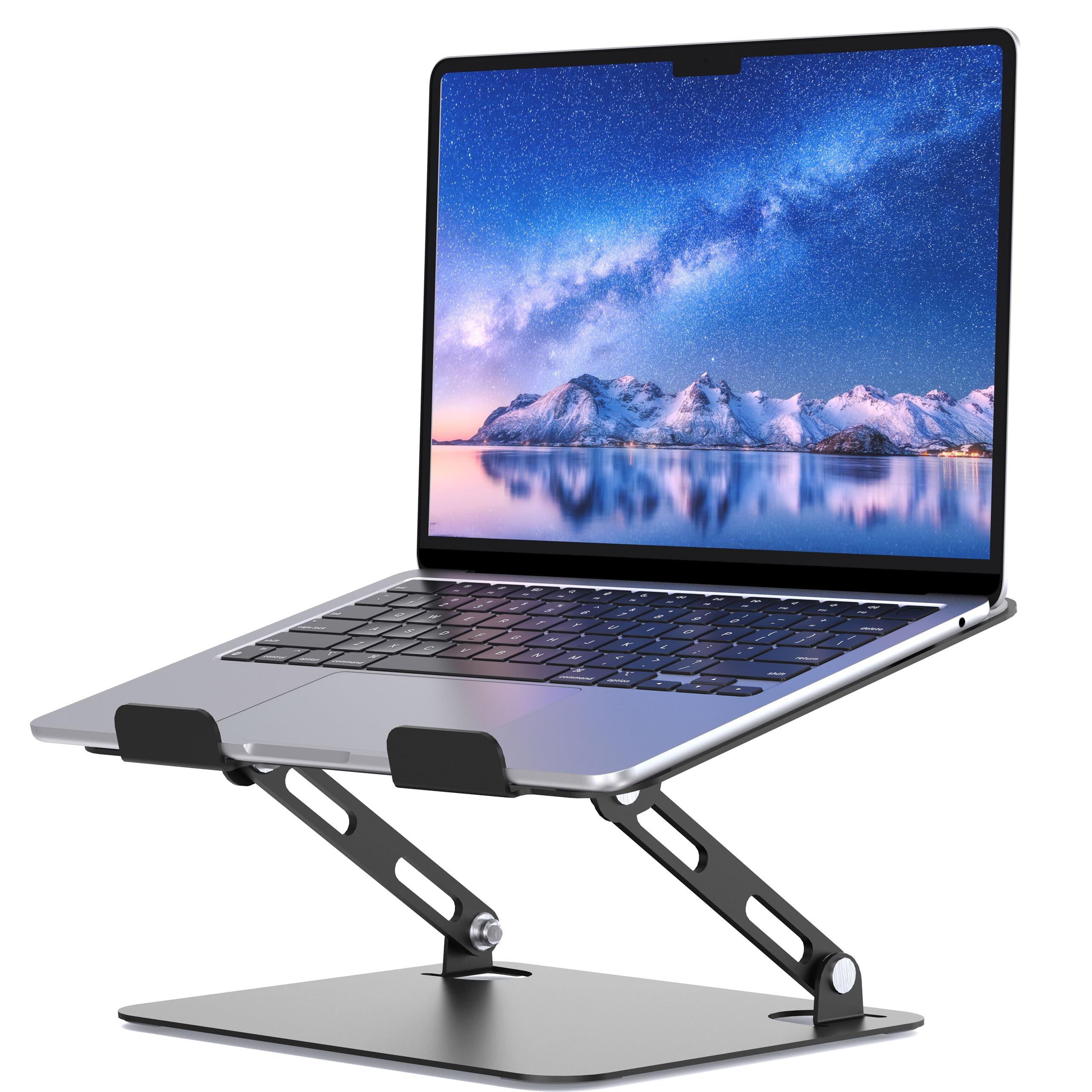 Soundance Laptop Stand For Desk, Portable Adjustable Laptop Riser, Ergonomic Design Computer Holder, Metal Laptop Mount Elevator Compatible With 10 To 15.6 Inches Pc Computer, Black