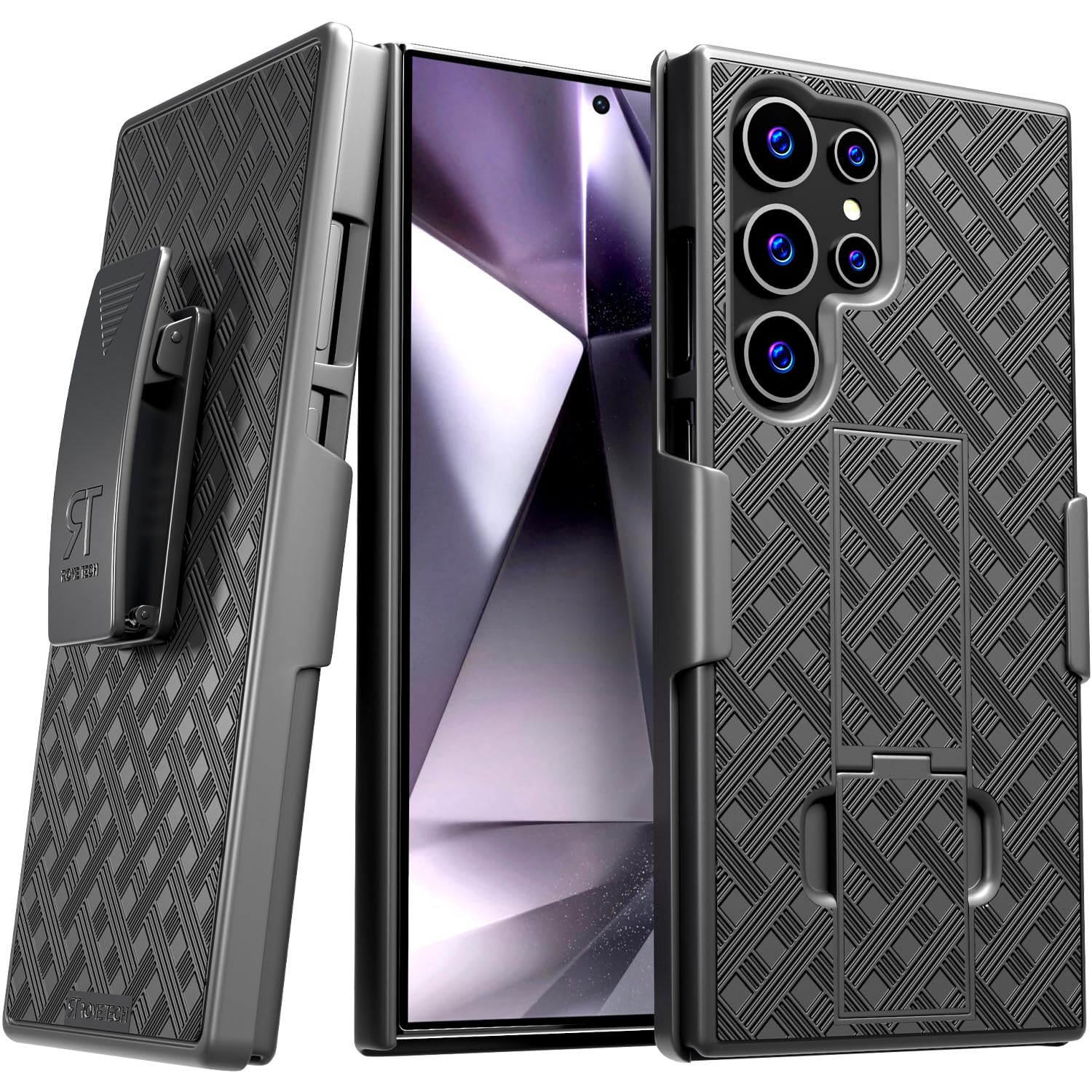 For Samsung Galaxy S23 Ultra Case With Belt Clip Holster, Kickstand Slim Cover Phone Case For Galaxy S23 Ultra   Black