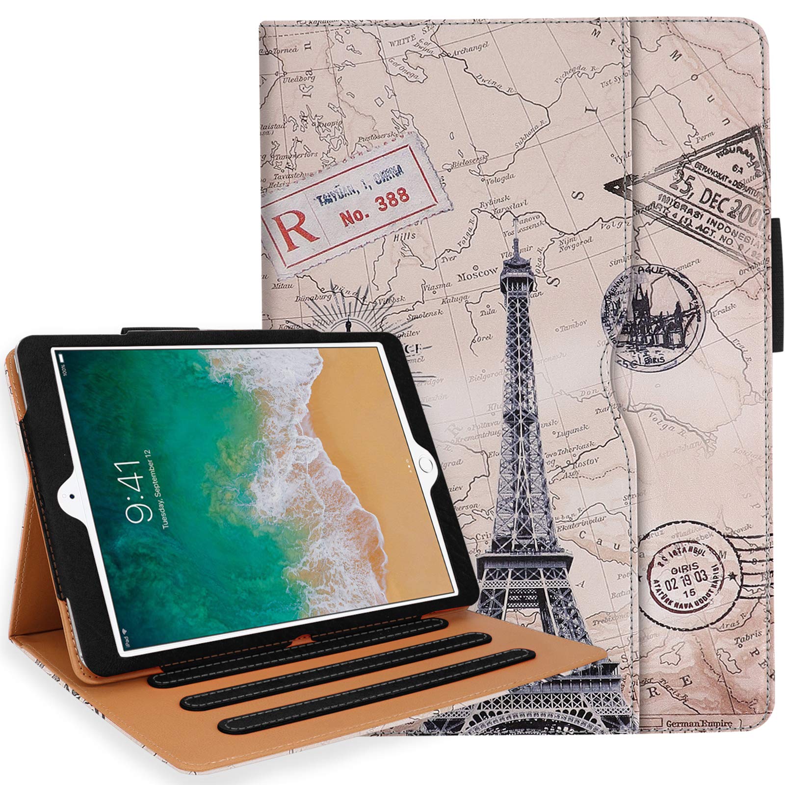 For Ipad 10.2 Case 2021/2020, For Ipad 9Th/8Th Generation Case With Pencil Holder   Multi Angle Stand, Hand Strap, Auto Sleep/Wa
