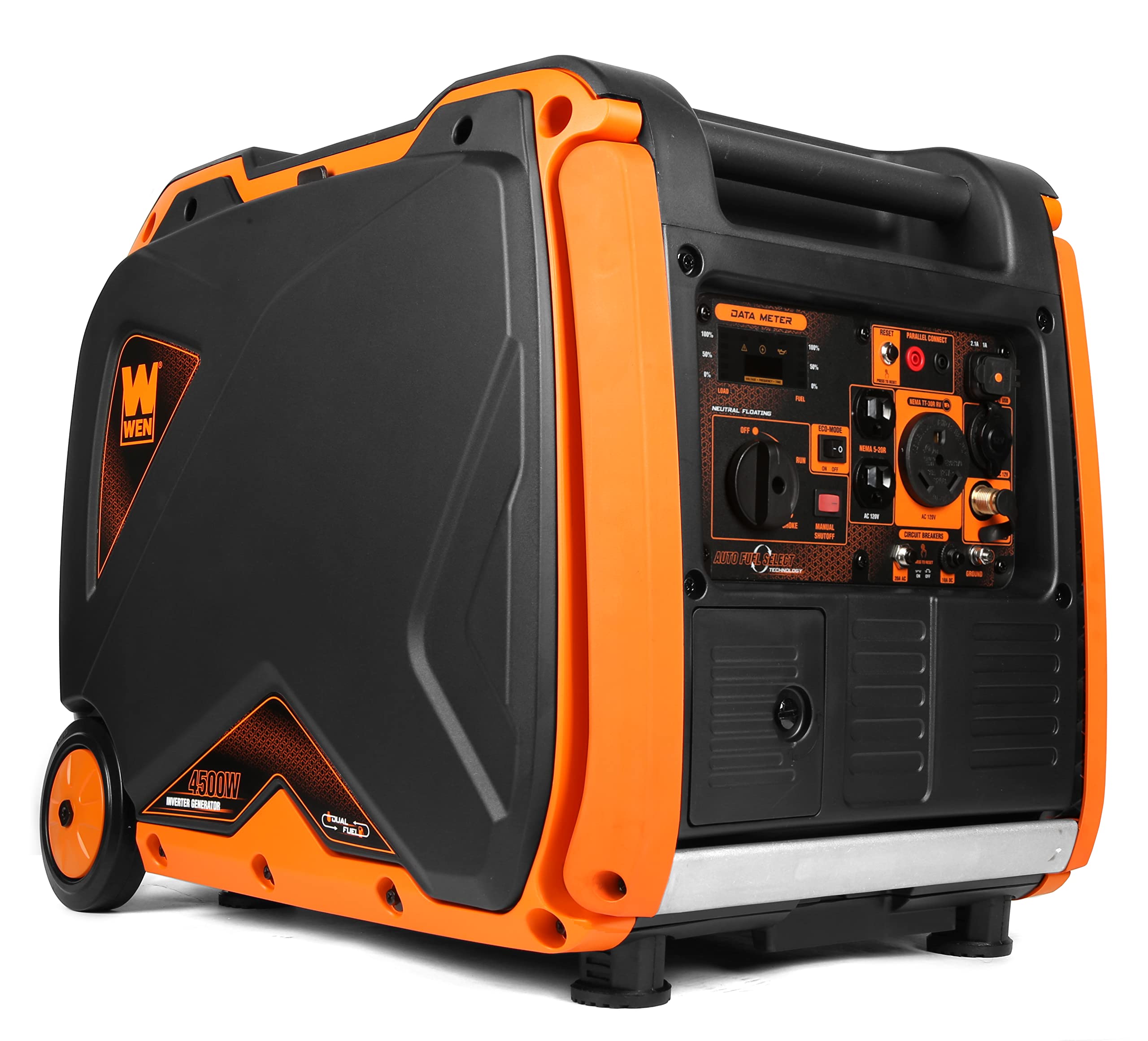 Wen Df450I Super Quiet 4500 Watt Dual Rv Ready Portable Inverter Generator With Fuel Shut Off