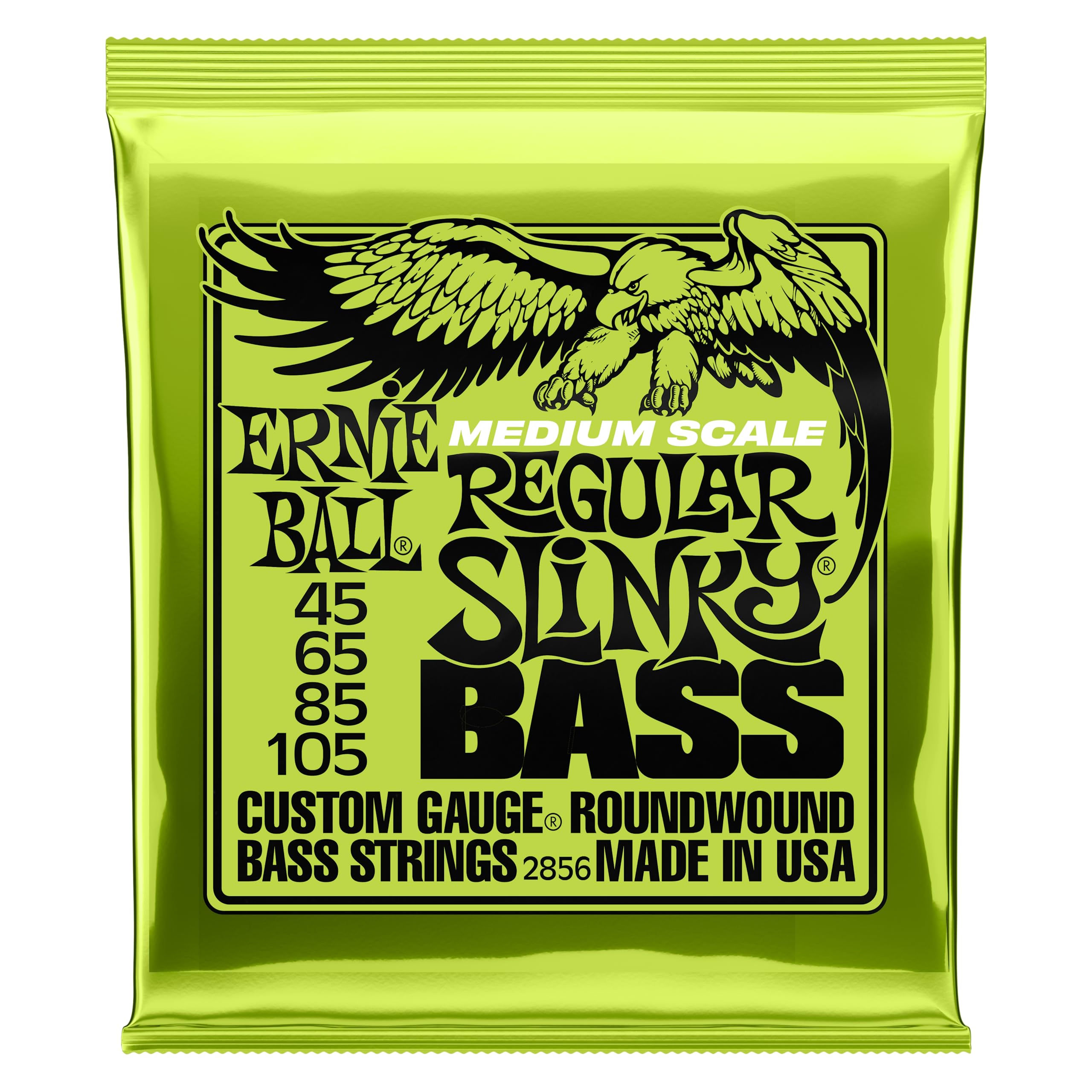 Ernie Ball Medium Scale Regular Slinky Nickel Wound Bass Guitar Strings, 45 105 Gauge (P02856)
