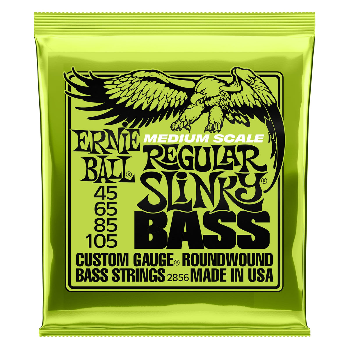 Ernie Ball Medium Scale Regular Slinky Nickel Wound Bass Guitar Strings, 45 105 Gauge (P02856)