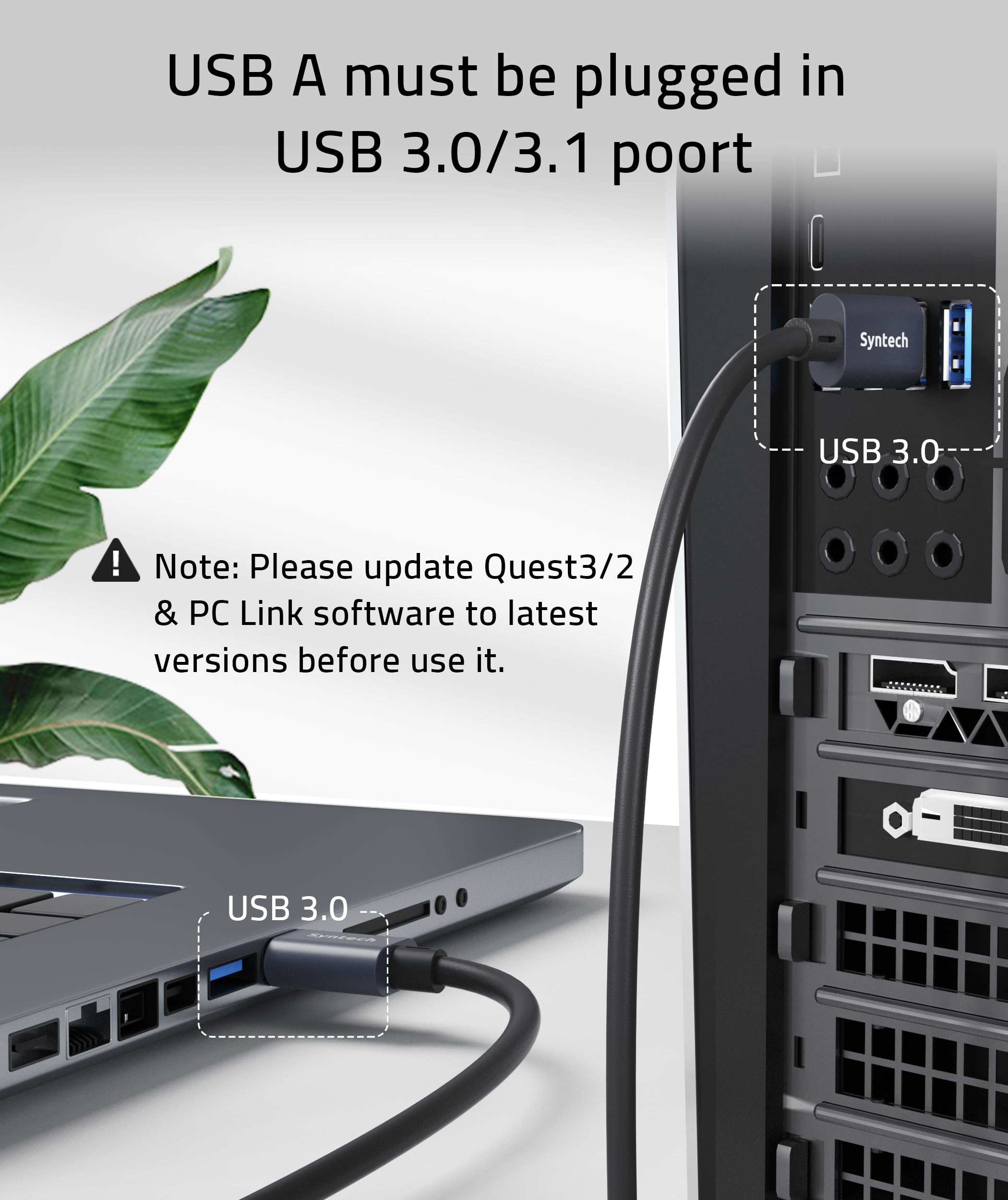 Syntech Link Cable 20 Ft Compatible With Meta/Oculus Quest 3, Quest2/Pro/Pico4 Accessories And Pc/Steamvr, High Speed Pc Data Tr