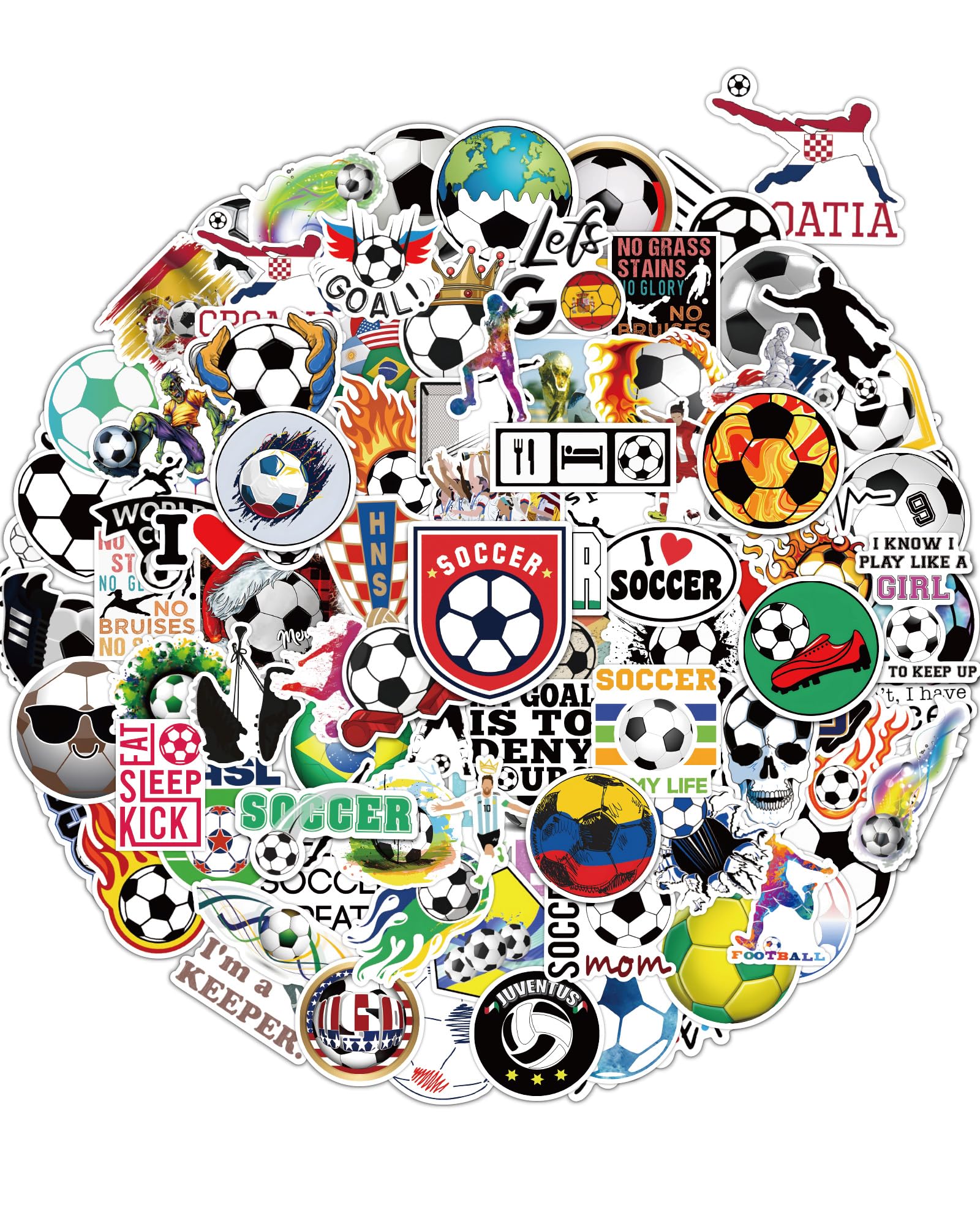 Pcnearty 300 Pcs Soccer Stickers For Kids, Water Bottle Stickers, Cute Vinyl Waterproof Hydroflask Phone Skateboard Laptop Stick