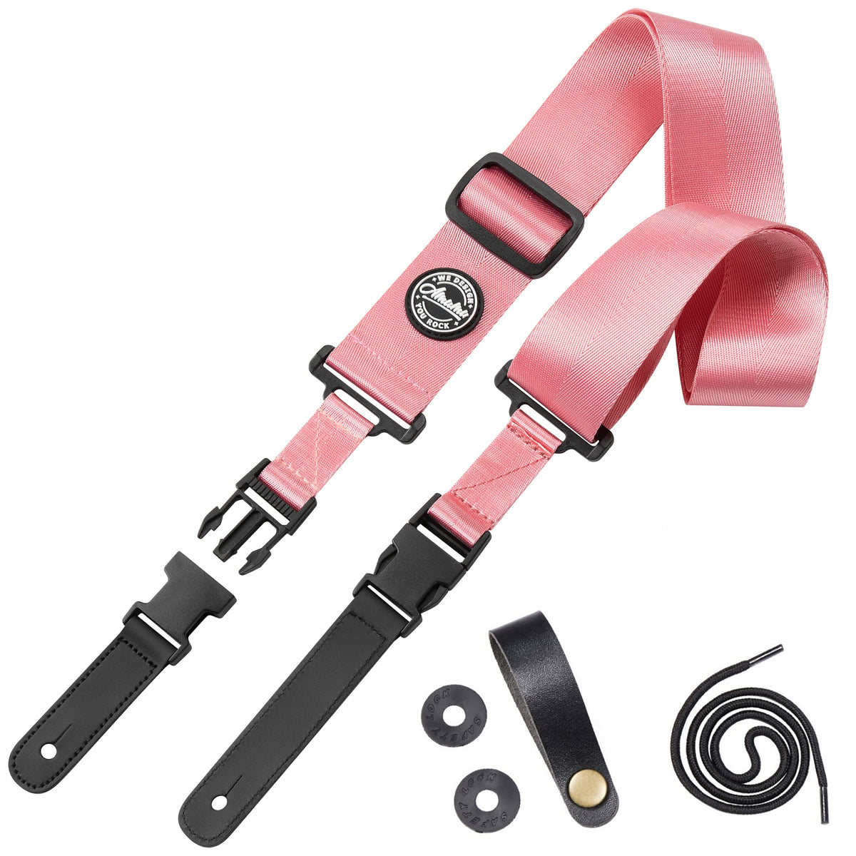 Amumu Nylon Seatbelt Guitar Strap With Clip Buckle For Acoustic, Electric, Bass Guitar Come With Strap Blocks & Headstock Tie   