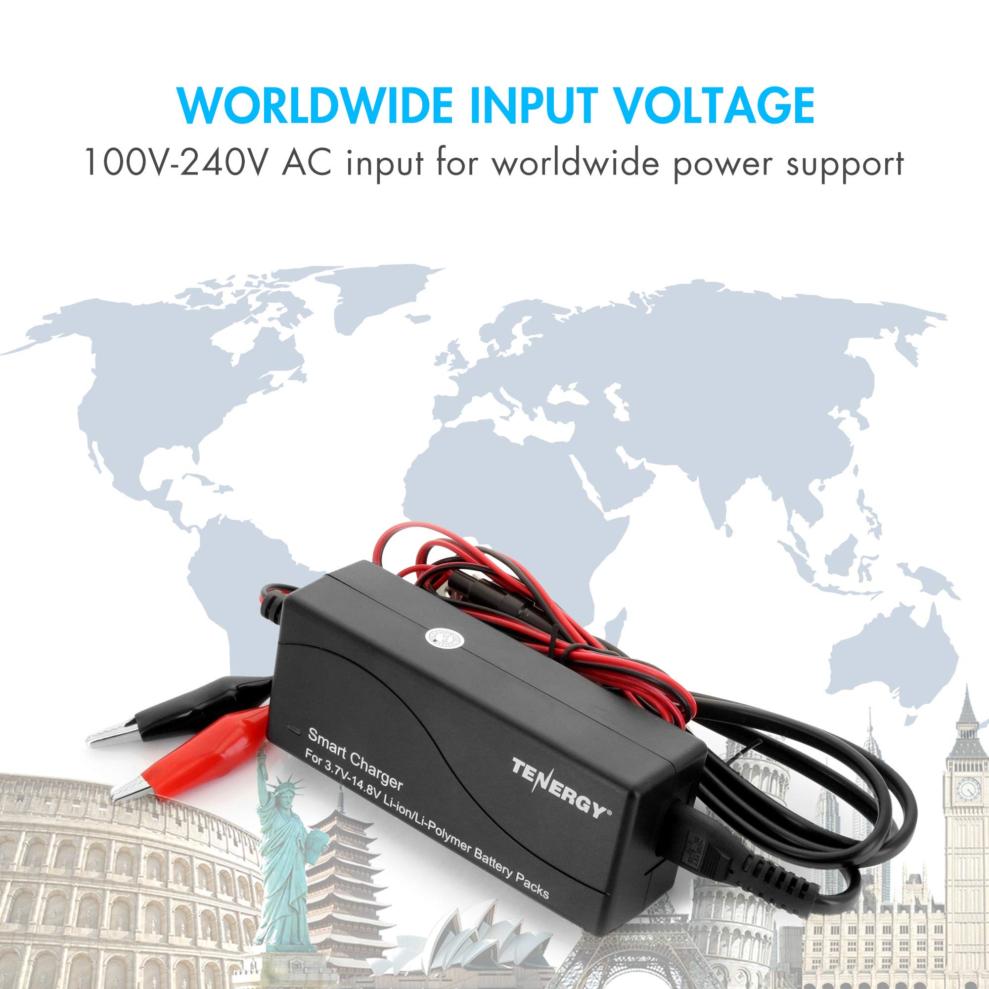 Tenergy TLP 4000 Universal 1A Smart Charger for Li Ion/Polymer Battery Packs with PCB (3.7V 14.8V 1 4 Cell)