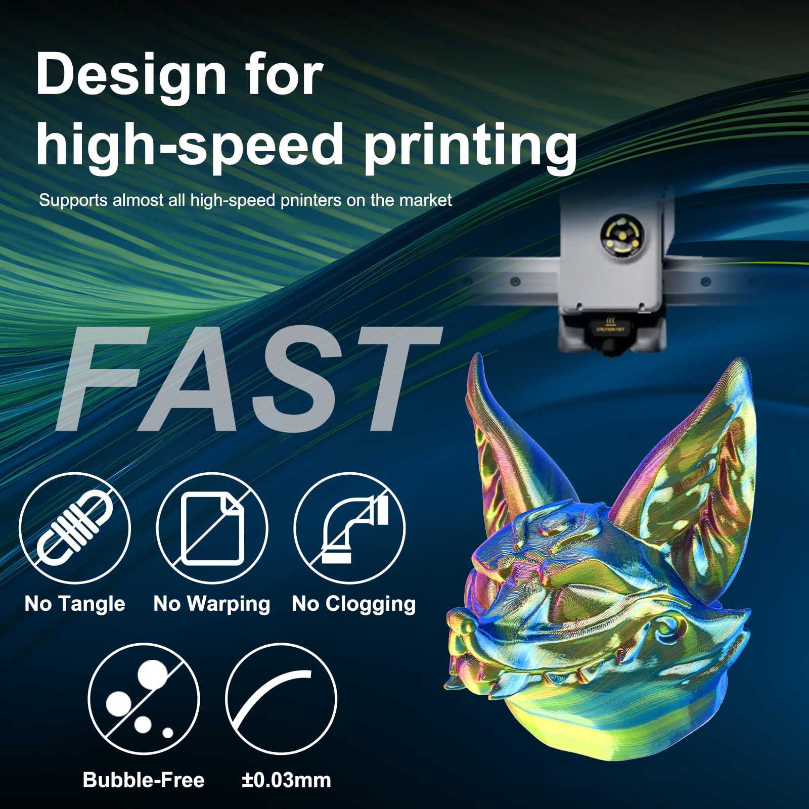 Eryone Silk Tri Color Coextrusion Pla Filament,3D Printer 1.75Mm,+/ 0.03Mm, Triple Color Filament 1Kg(2.2Lbs), Silk Red,Yellow A