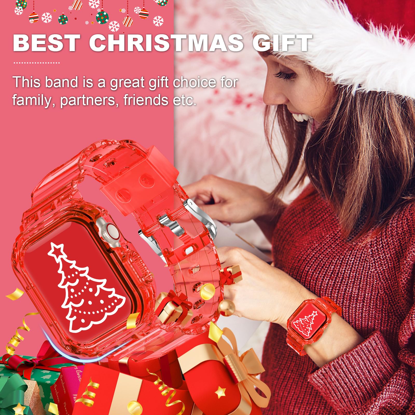 Xyf Compatible For Crystal Clear Apple Watch Bands, 41Mm 40Mm 38Mm Bumper Case For Men Women Jelly Sport Case Band For Iwatch Ul