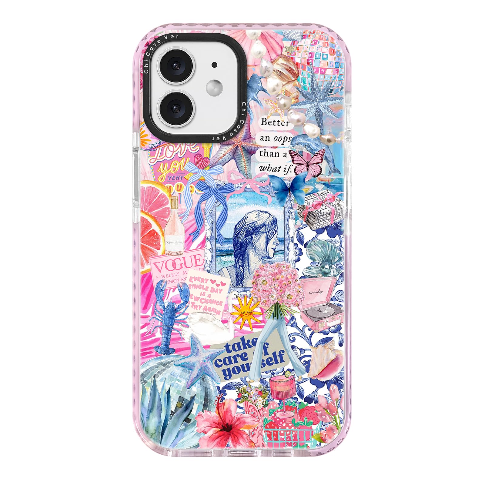ChiCaseVer for iPhone 12 mini Case, Coastal Collage Pattern, Military-Grade Drop Protection, Seaside Daydream Soft Slim TPU Prot