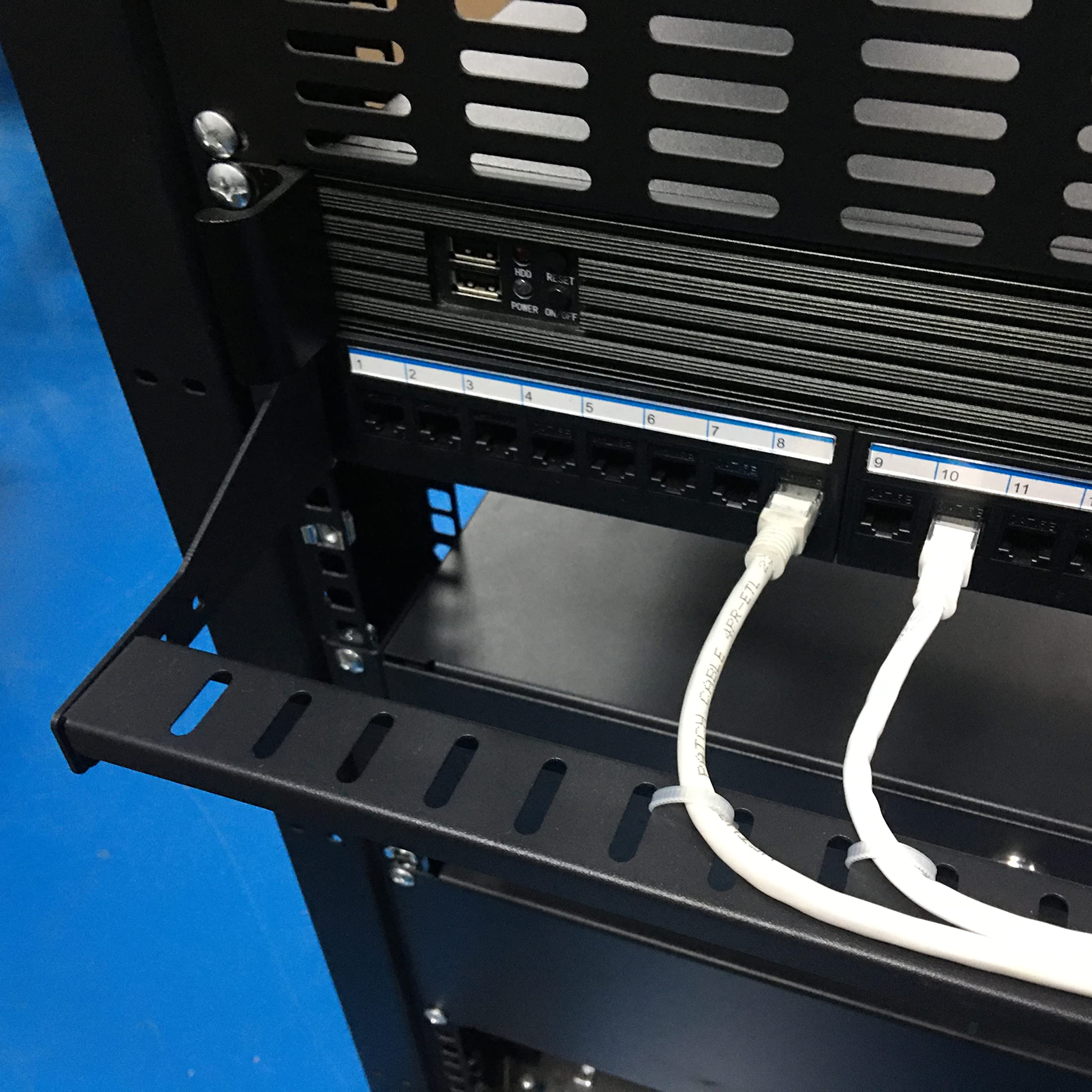 Jingchengmei 1U Horizontal 19 Inch Rack Mount Cable Management Bar, Depth Adjustable Horizontal Cable Lacing Cross Bar Black (1U1Pc)