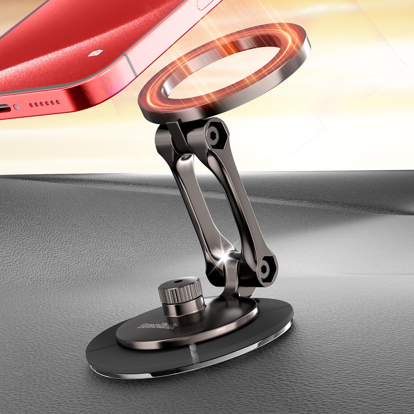 Smolink Magnetic Car Phone Holder, Zinc Alloy Material For Magsafe Car Mount Never Drop, Universal 360Pro Adjustable Car Phone H