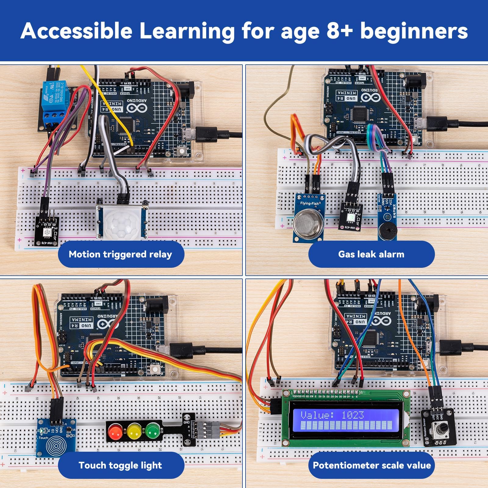 Sunfounder Ultimate Sensor Kit With Original Arduino Uno R4 Minima, Smart Iot & Basic Sensor Projects With Online Tutorials, Sui