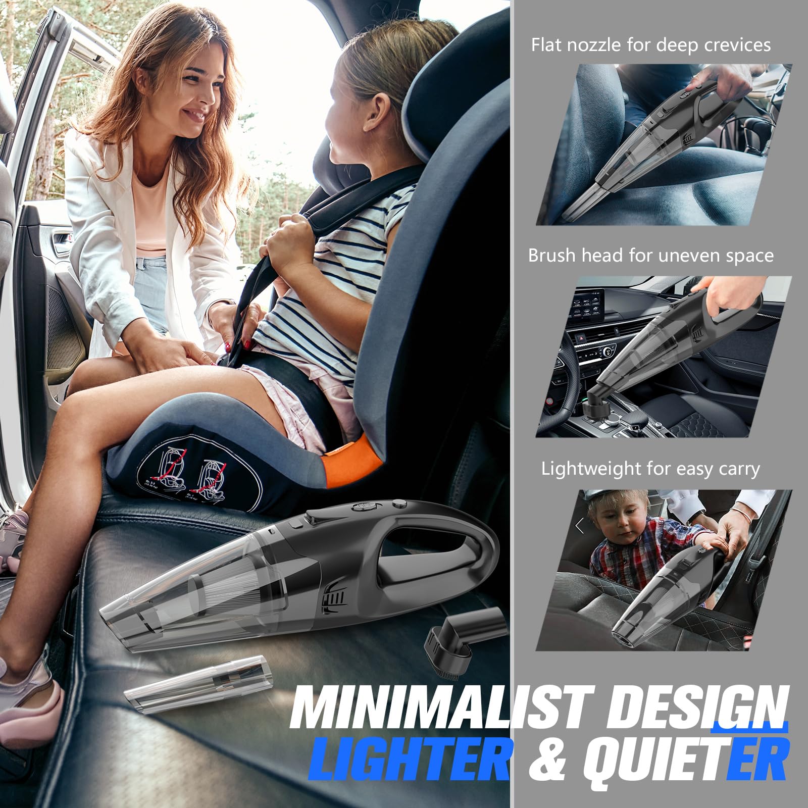 Bsrco Handheld Vacuum Cordless Rechargeable, Lightweight Mini Car Vacuums, Hand Vacuum Usb Charge, Pet Hair For Car Home