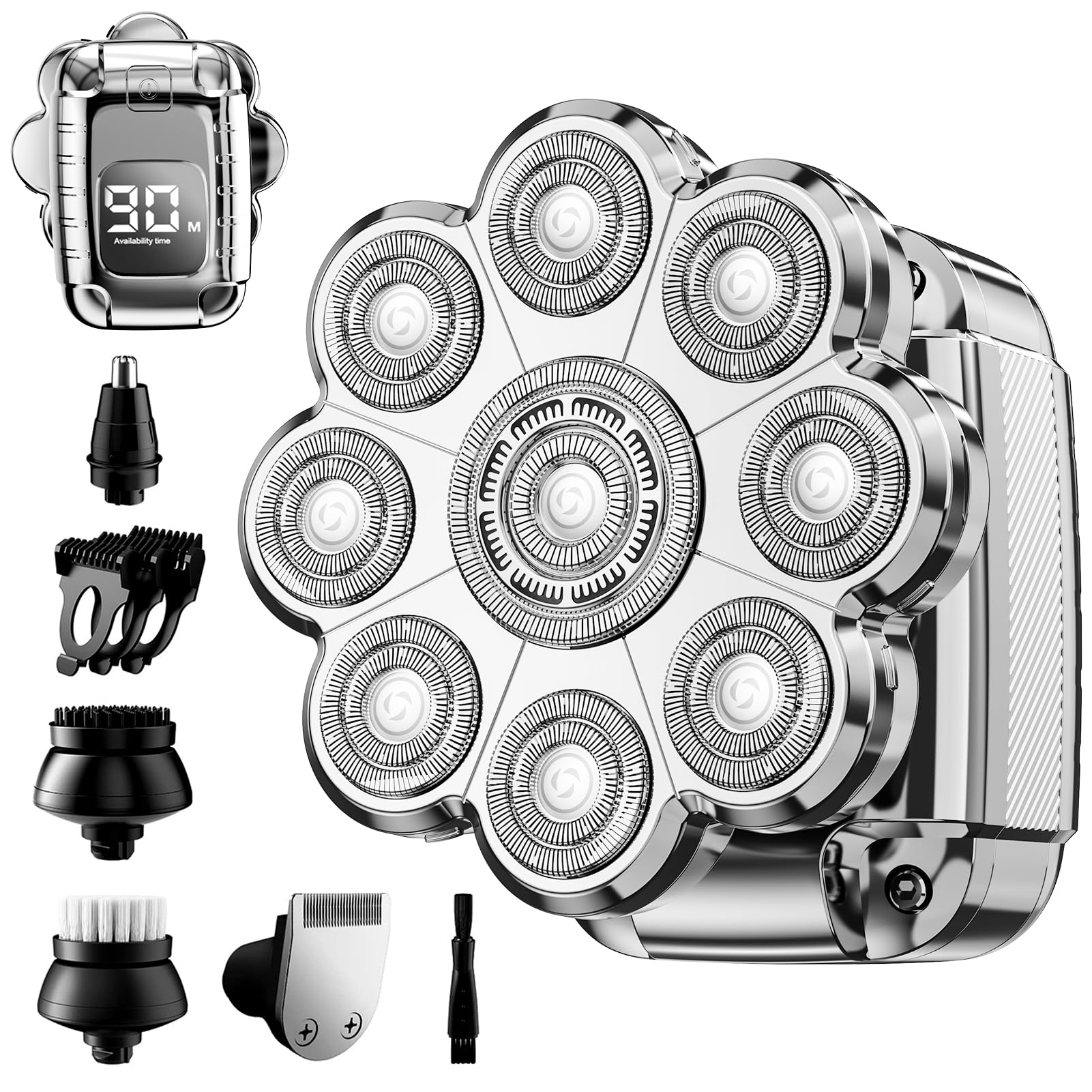 Head Shaver For Bald Men,2024 Upgrade 9 In 1 Mens Electric Shaver Bald Head Shaver For Men,Electric Razor For Bald Men Ipx7 Wate