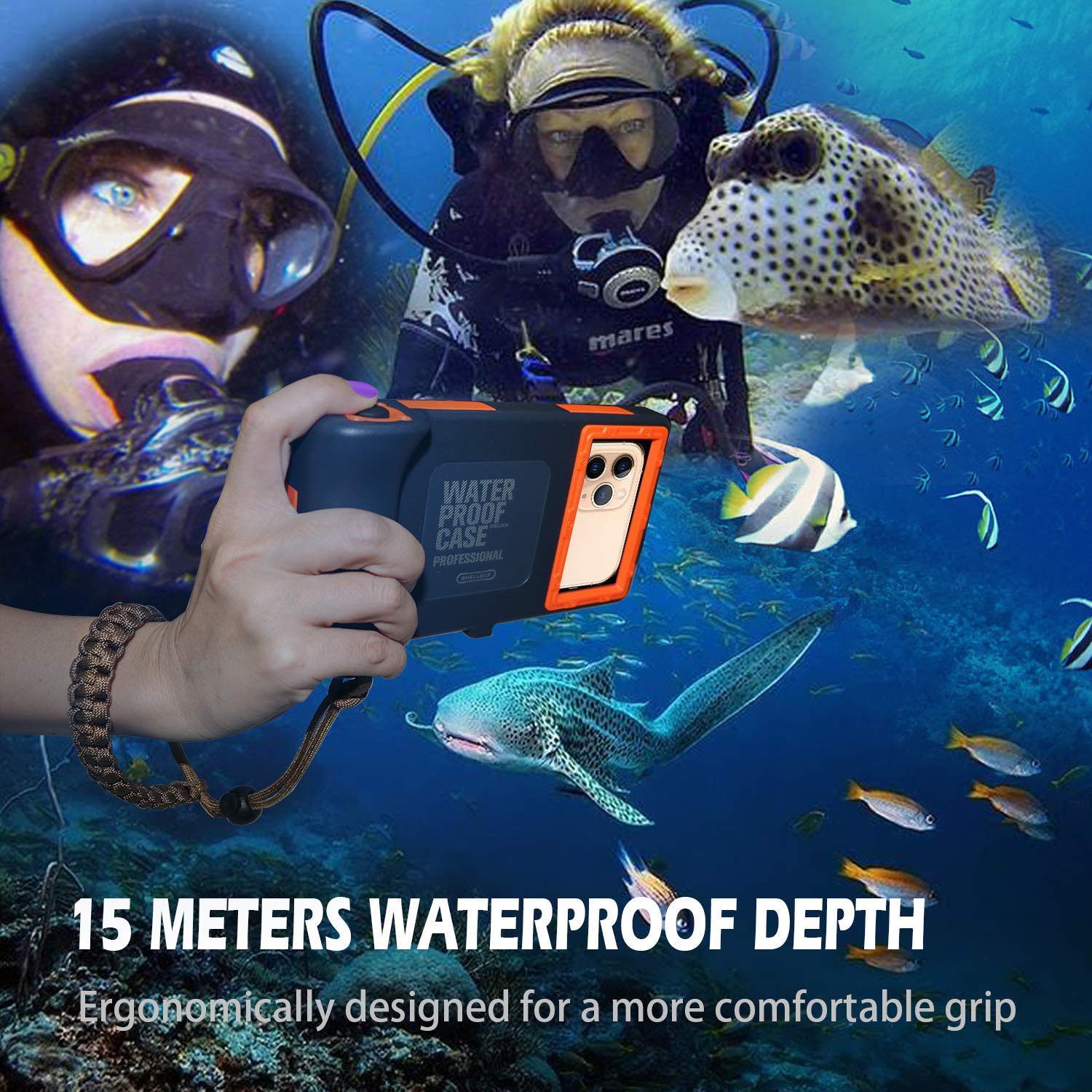 Willbox Professional [15M/50Ft] Diving Surfing Swimming Snorkeling Photo Video Waterproof Protective Case Underwater Housing For