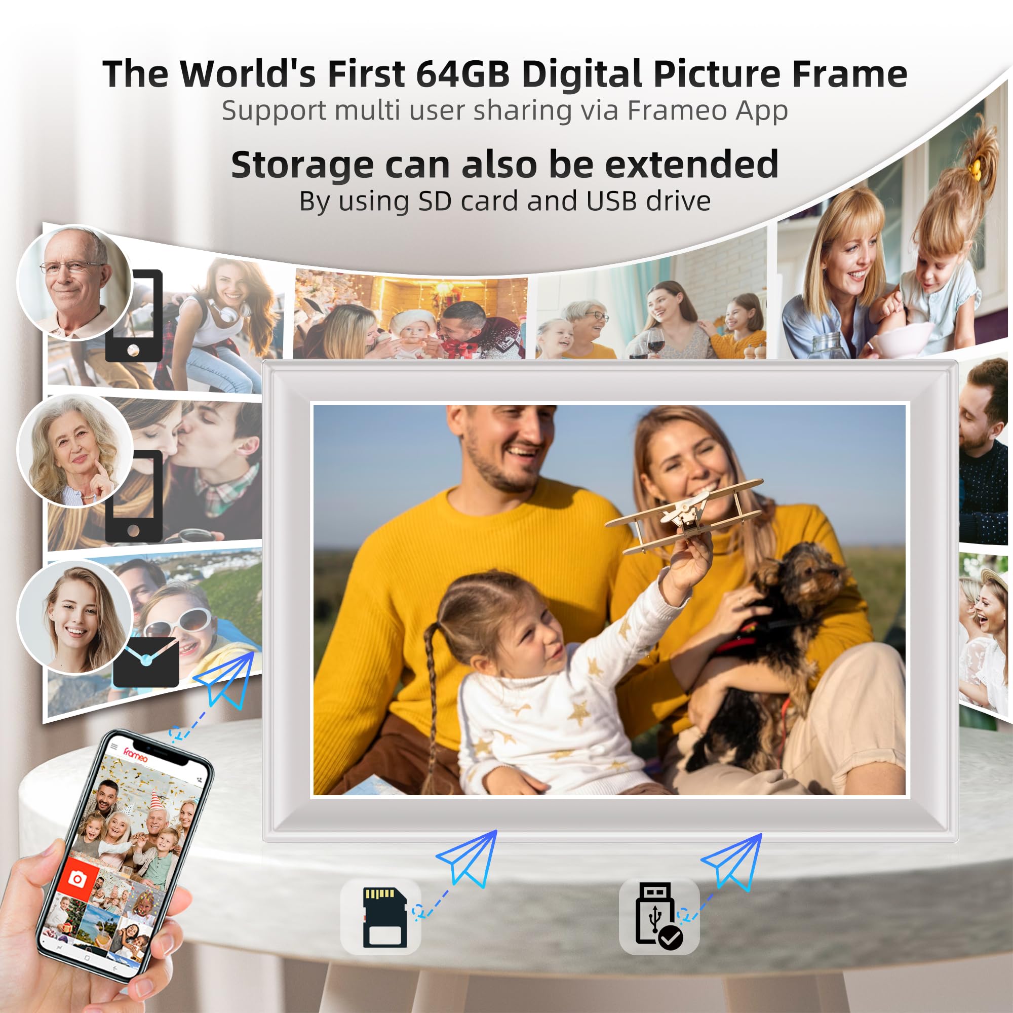 64Gb 2K 11Inch Digital Photo Frame Wifi6&5G Digital Picture Frame 100% Srgb 1920X1280 Fhd Ips Touch Screen,Share Photos & Videos