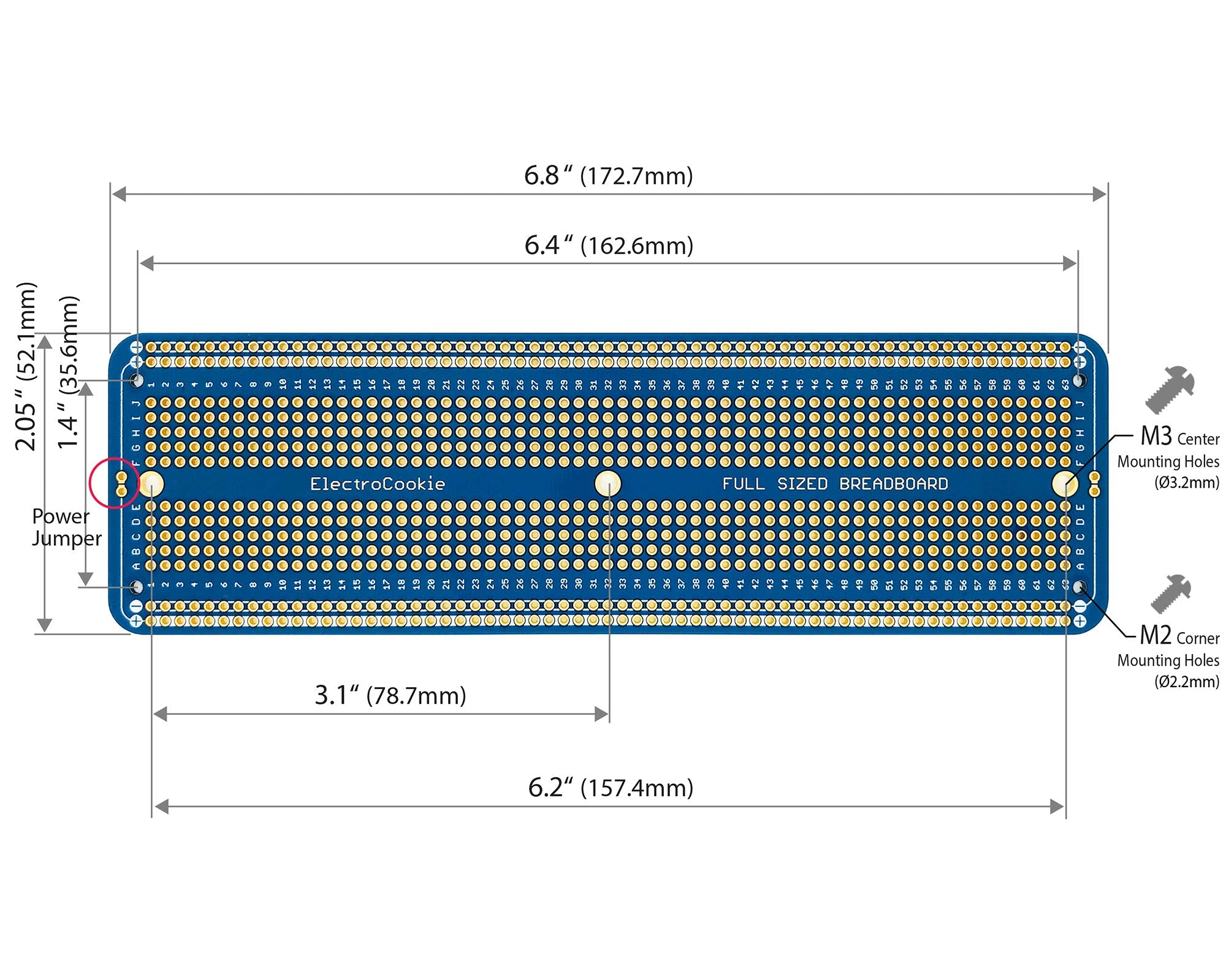 Electrocookie Solderable Breadboard Large Pcb Board For Electronics Projects Compatible For Diy Arduino Soldering Projects, Gold
