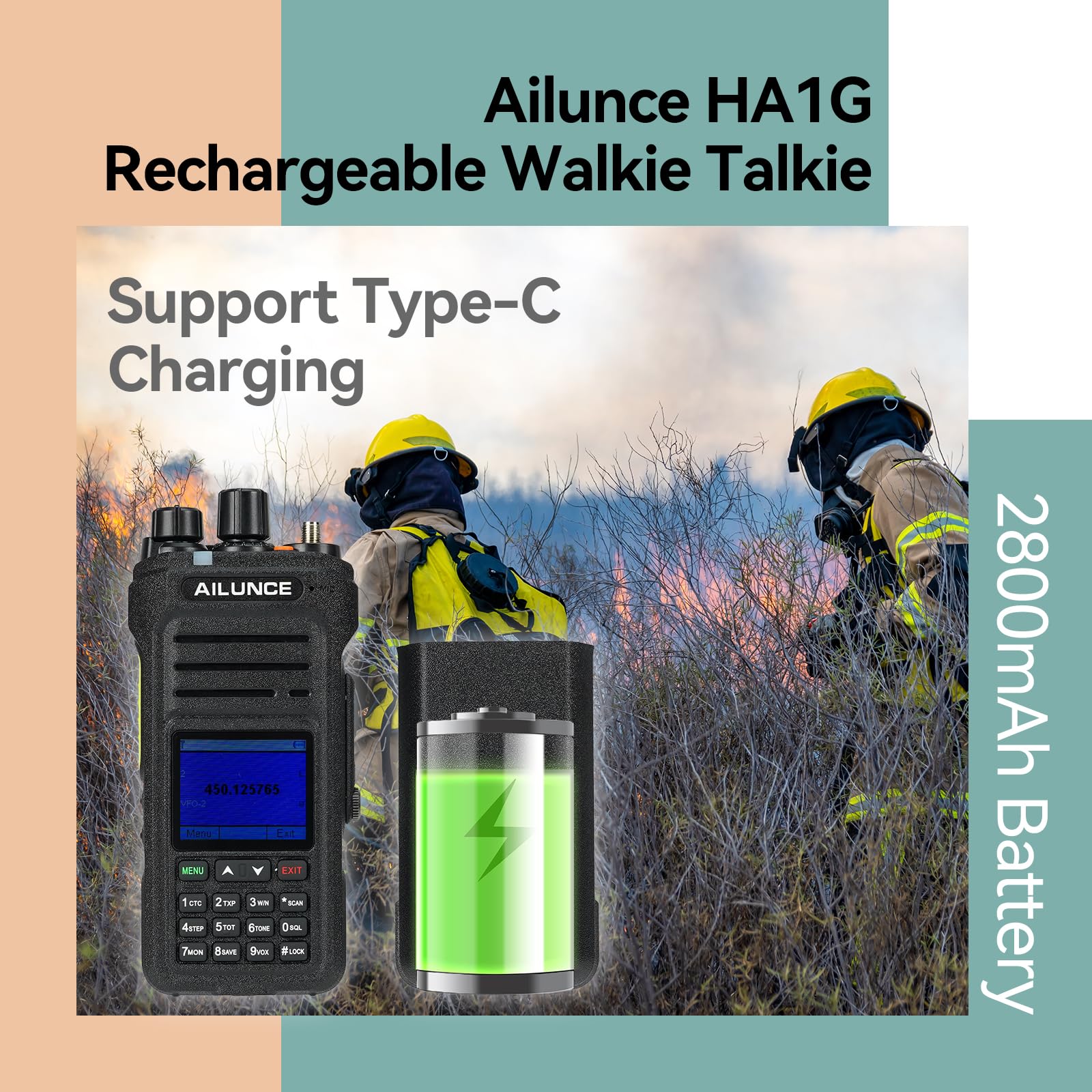 Retevis Ailunce Ha1G Gmrs Handheld Radio, Gmrs Radio With Speaker Mic, Ip67 Waterproof, Noaa, 2800Mah Usb C Rechargeable Portable Two Way Radio