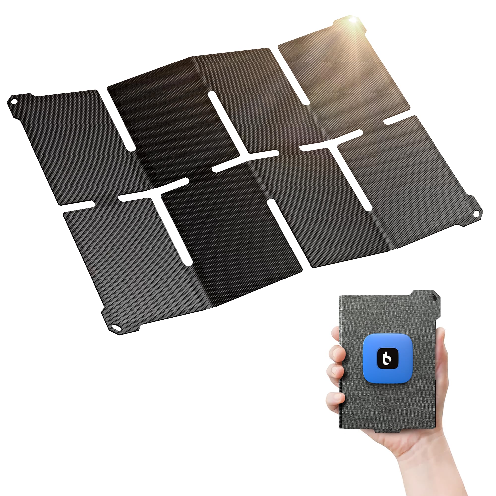 [Upgraded] BigBlue Ultra-Light Portable 25W Solar Panel Charger with USB-A and USB-C Ports, 0.84 lbs Pocket-Size IP68 Waterproof