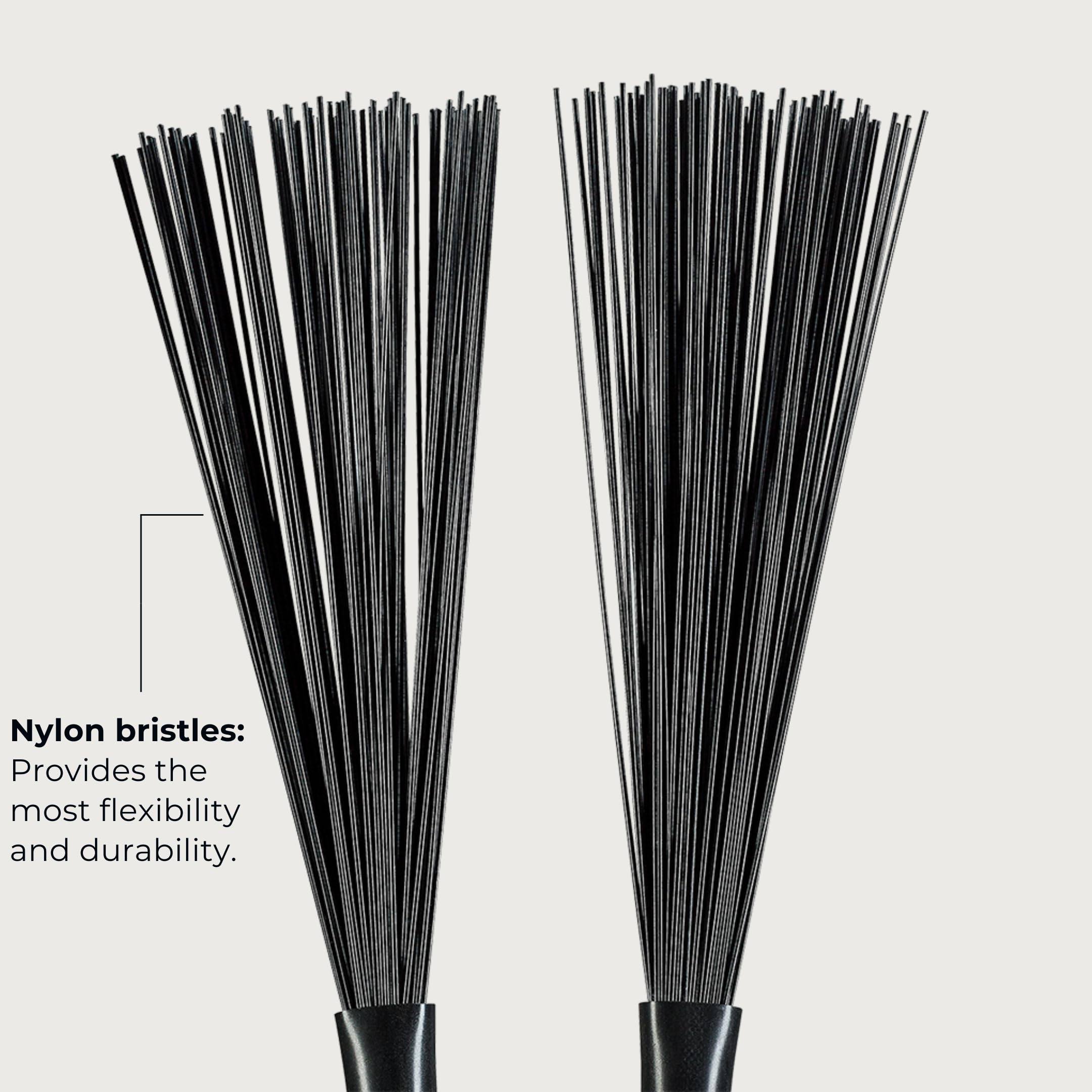 Meinl Stick & Brush Fixed Nylon Drum Brushes With Wood Handles, Pair   Made In Germany   For Jazz And Acoustic Music, Black, Nat