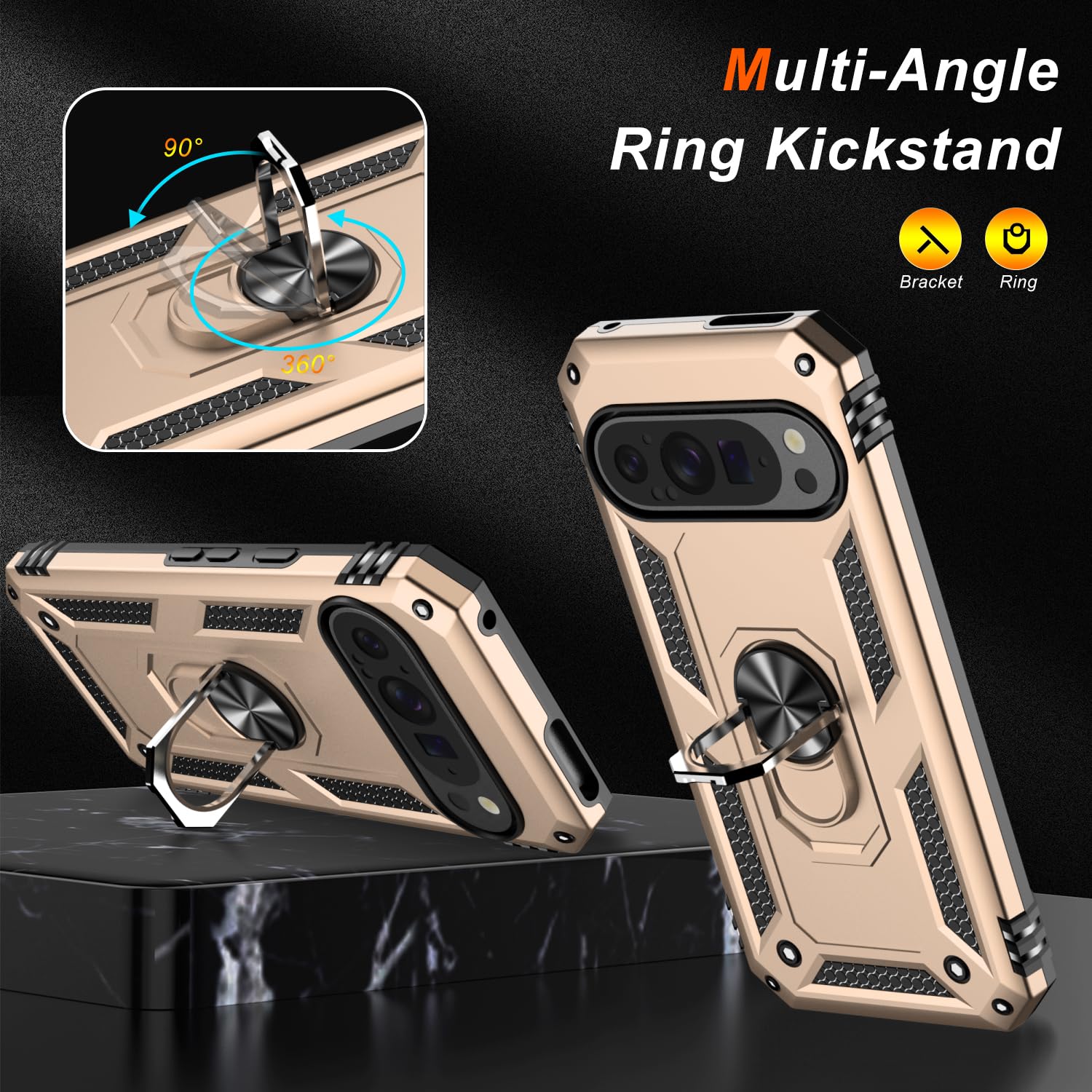 Lumarke For Google Pixel 9 Pro Xl Case With Screen Protector,Pass 16Ft. Drop Tested Military Grade Protective Phone Cover With M