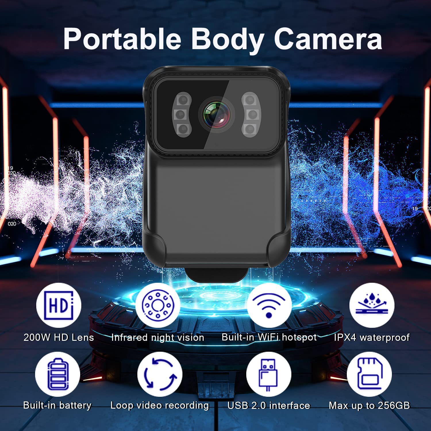 Weiibdie 1080P Body Cameras With Audio And Video Recording, 64Gb Memory,Night Vision,Waterproof Shell,Wifi Hotspot,Personal Mini