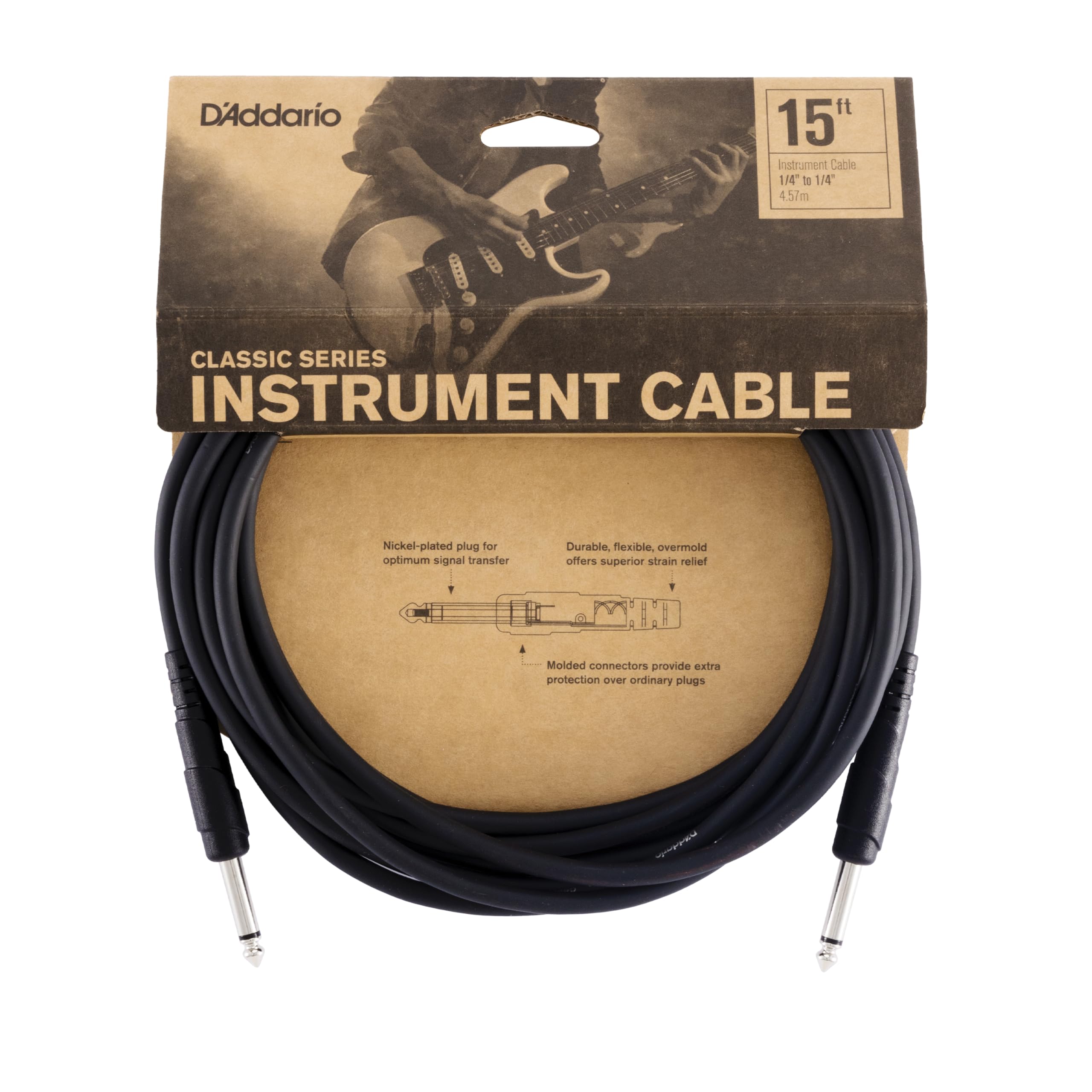D'Addario Accessories Cable, Black, 15 Feet (Pw Cgt 15)