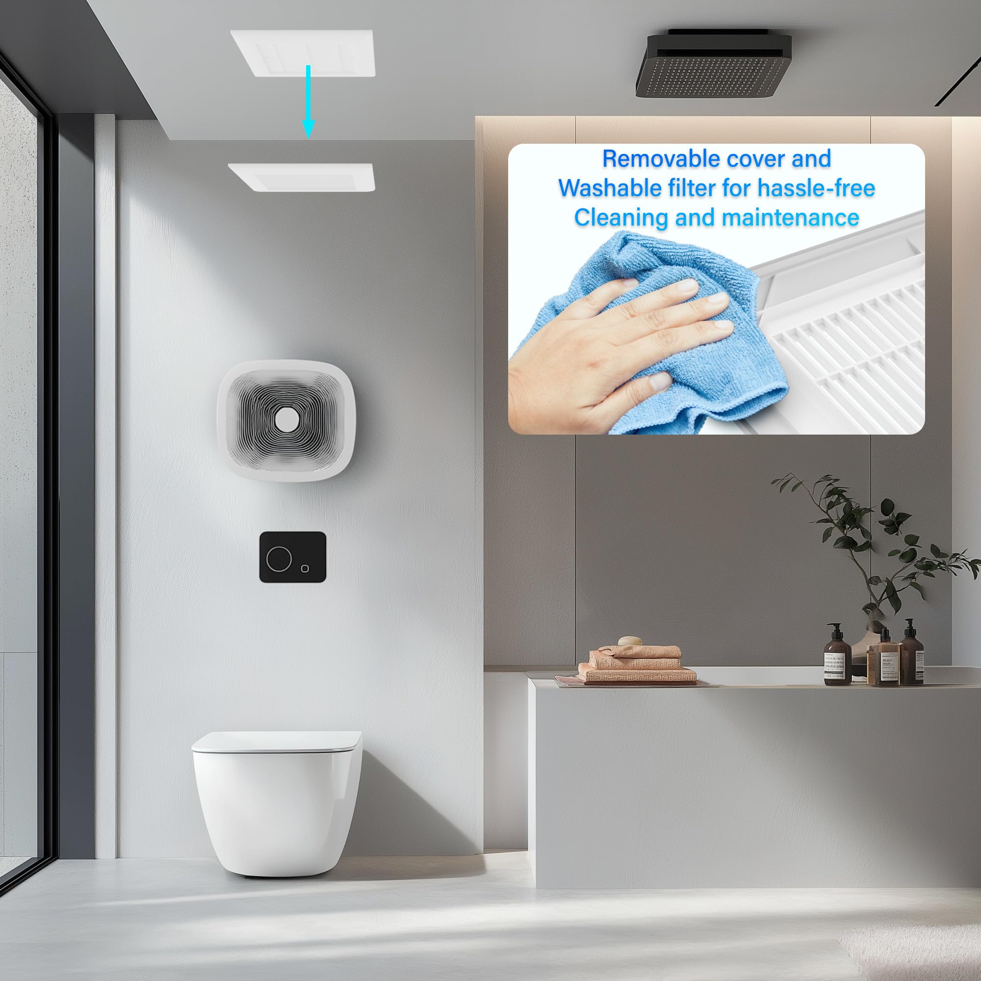 Jullison Ventilation Fan With Grille For Bathroom And Home, 100Cfm, 25W Ceiling Mount Shower Exhaust Fan, 120V, White, Wet Rated