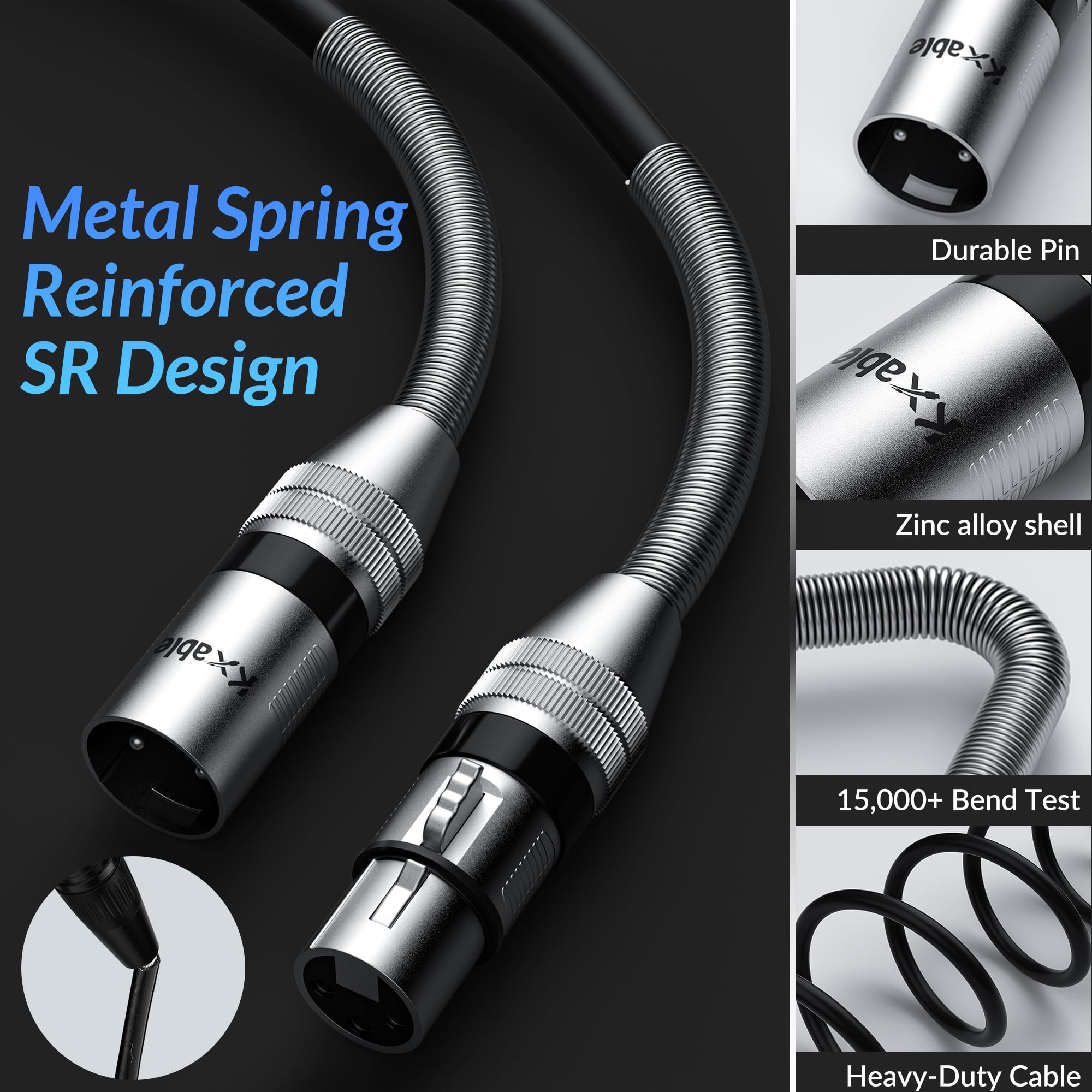 Xlr To Xlr Cable 40 Feet, Premium Xlr Microphone Cable, Long Heavy Duty 22Awg Ofc Xlr Male To Female Cord, 3 Pin Shielded Mic Sp