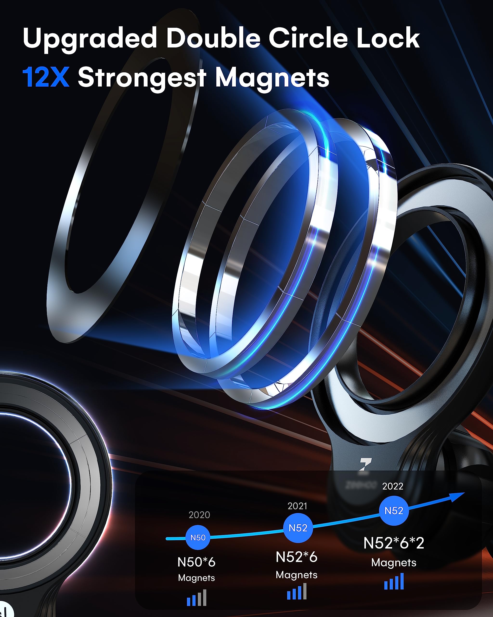 Zeehoo Compatible With Magsafe Car Mount, Magnetic Phone Holder For Car [12 Strongest Magnets], Magnetic Car Vent Phone Mount [N