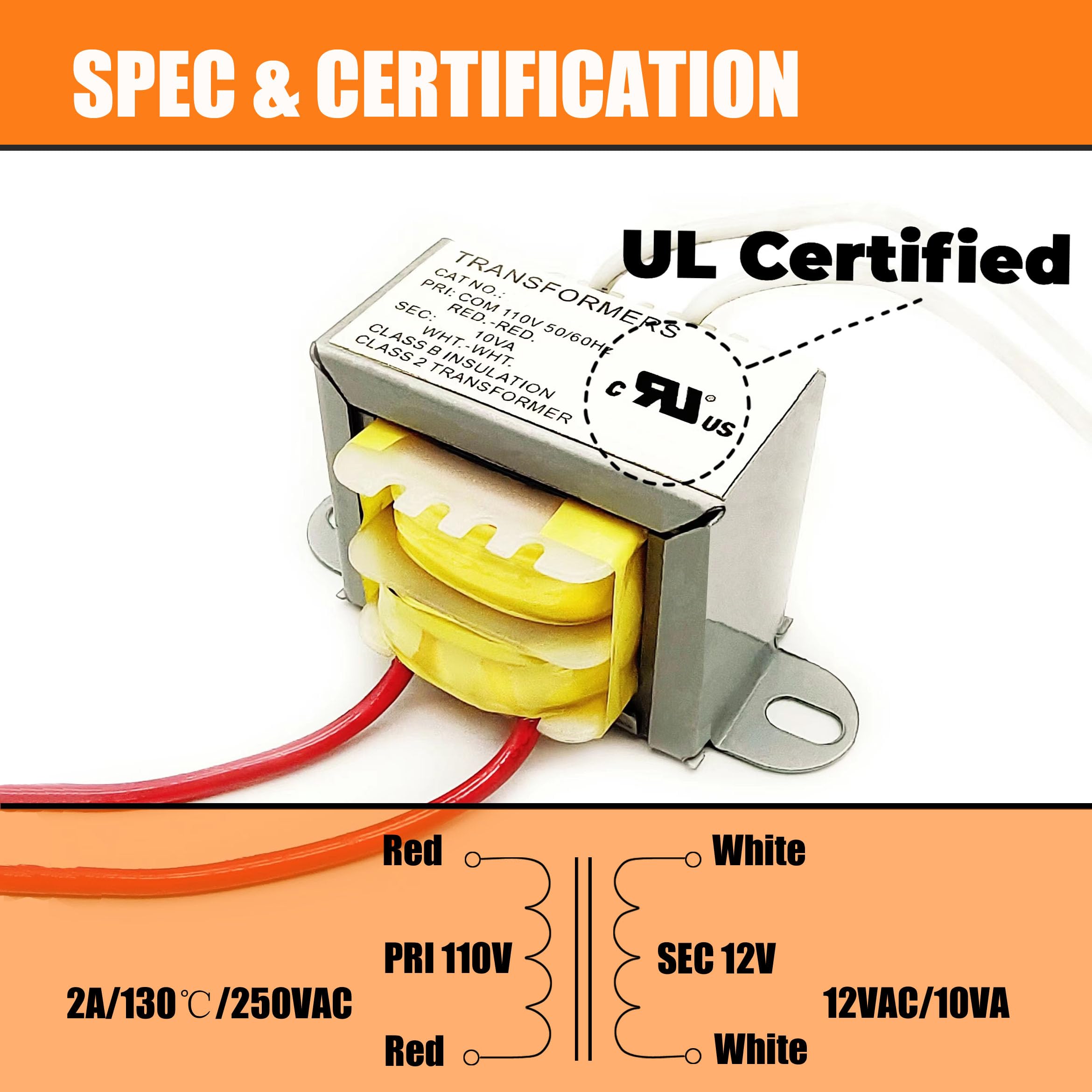 Nvmidtc Ac/Ac Power Transformer Input 110V 50/60Hz Output Ac 12V 10Va Single Phase Transformer Step Down Transformer 110V To 12V