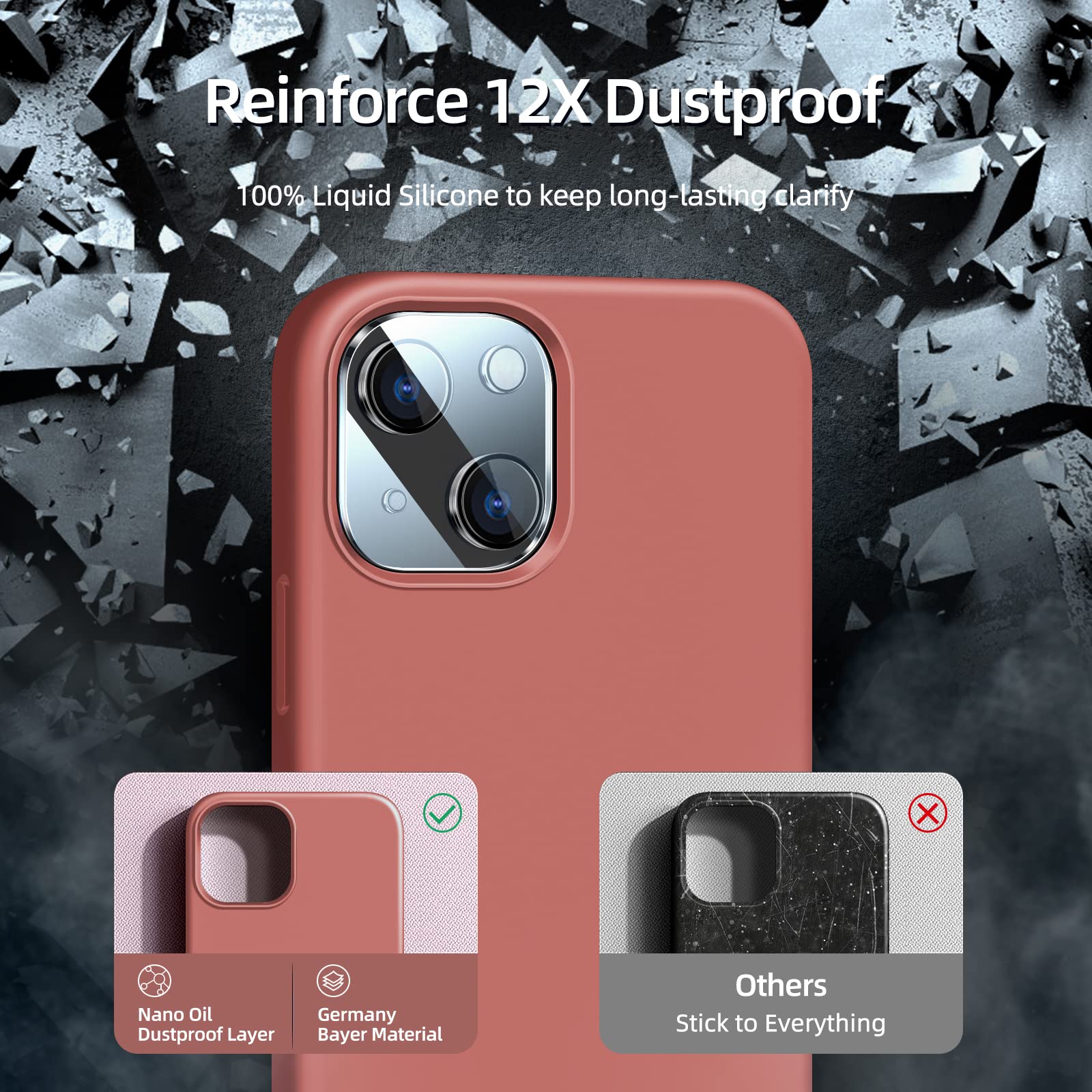 Dssairo [5 In 1] Designed For Iphone 13 Case, With 2 Pack Screen Protector + 2 Pack Camera Lens Protector, Liquid Silicone Ultra