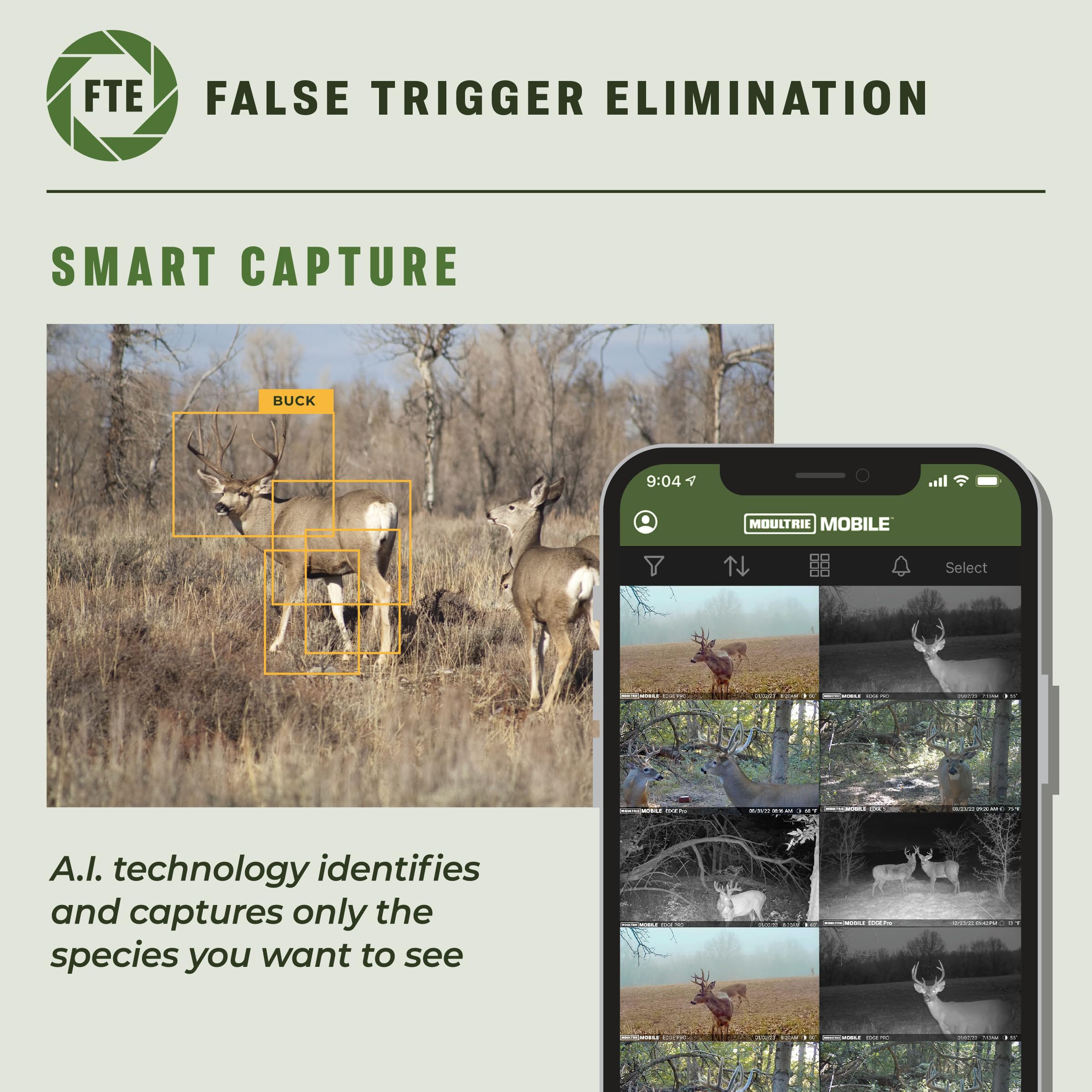 Moultrie Edge Pro Cellular Trail Camera   Auto Connect, Nationwide Coverage, False Trigger Elimination Tech,1080P Video With Hd
