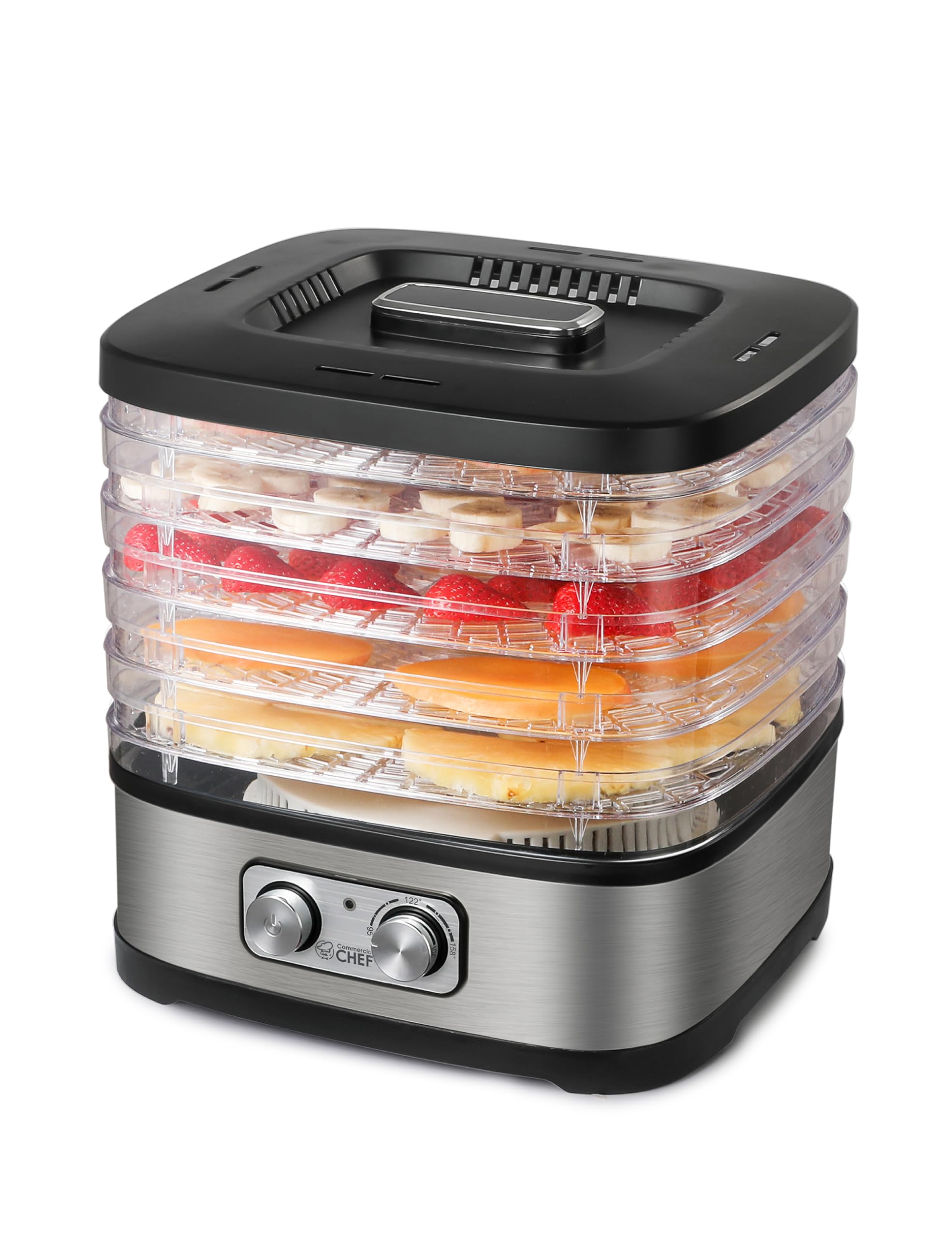 Commercial Chef Food Dehydrator With 5 Adjustable Height Trays, Stainless Steel Food Dehydrator Machine For Beef Jerky, Dehydrat