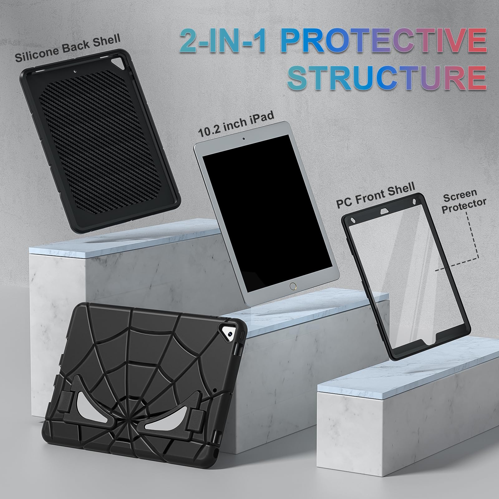 Nitupai Case For Ipad 10.2 Case For Kids Ipad 9Th / 8Th / 7Th Generation Gen Case Heavy Duty Shockproof Rugged Protective Cover