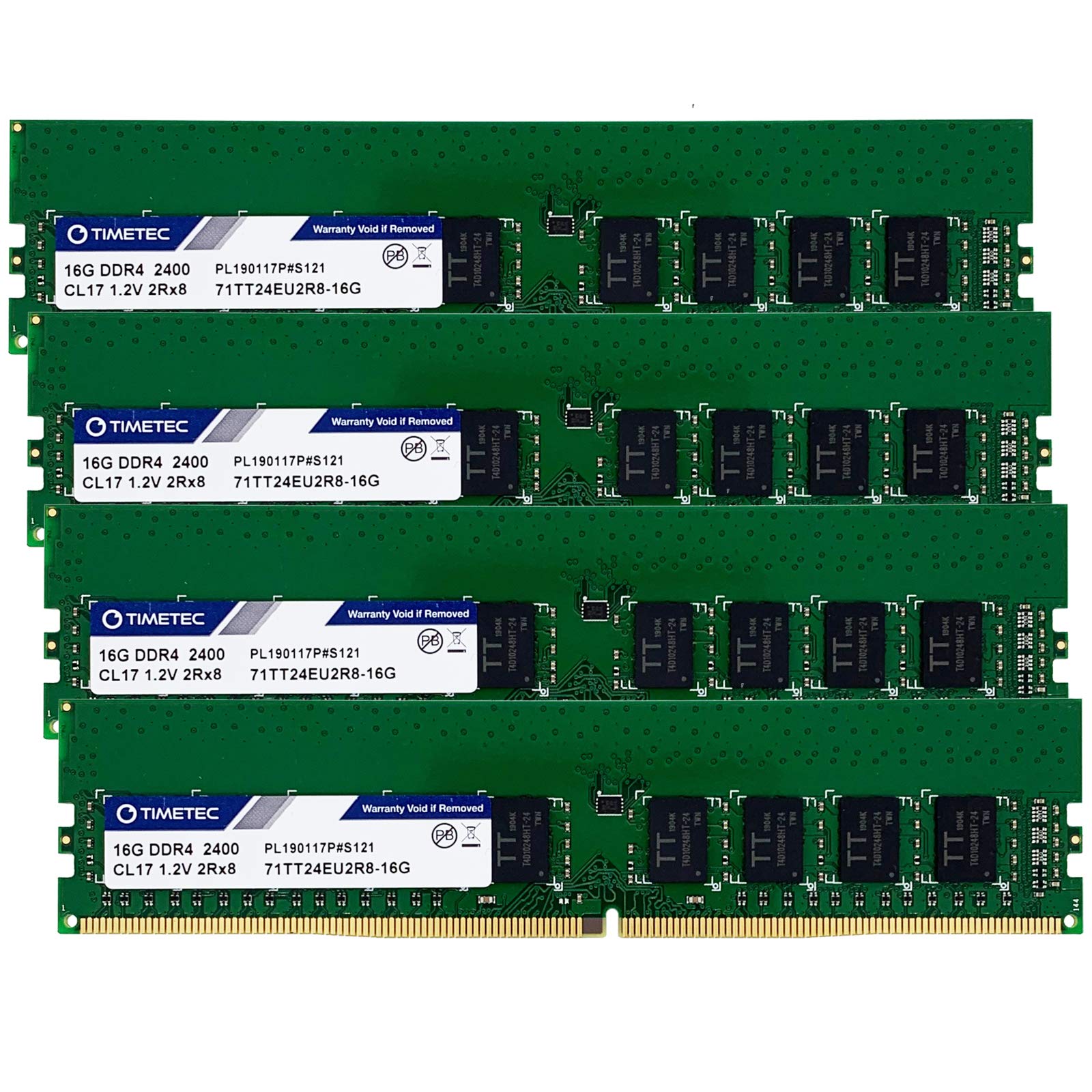 Timetec Hynix Ic 64Gb Kit (4X16Gb) Ddr4 2400Mhz Pc4 19200 Unbuffered Ecc 1.2V Cl17 2Rx8 Dual Rank 288 Pin Udimm Server Memory Ra