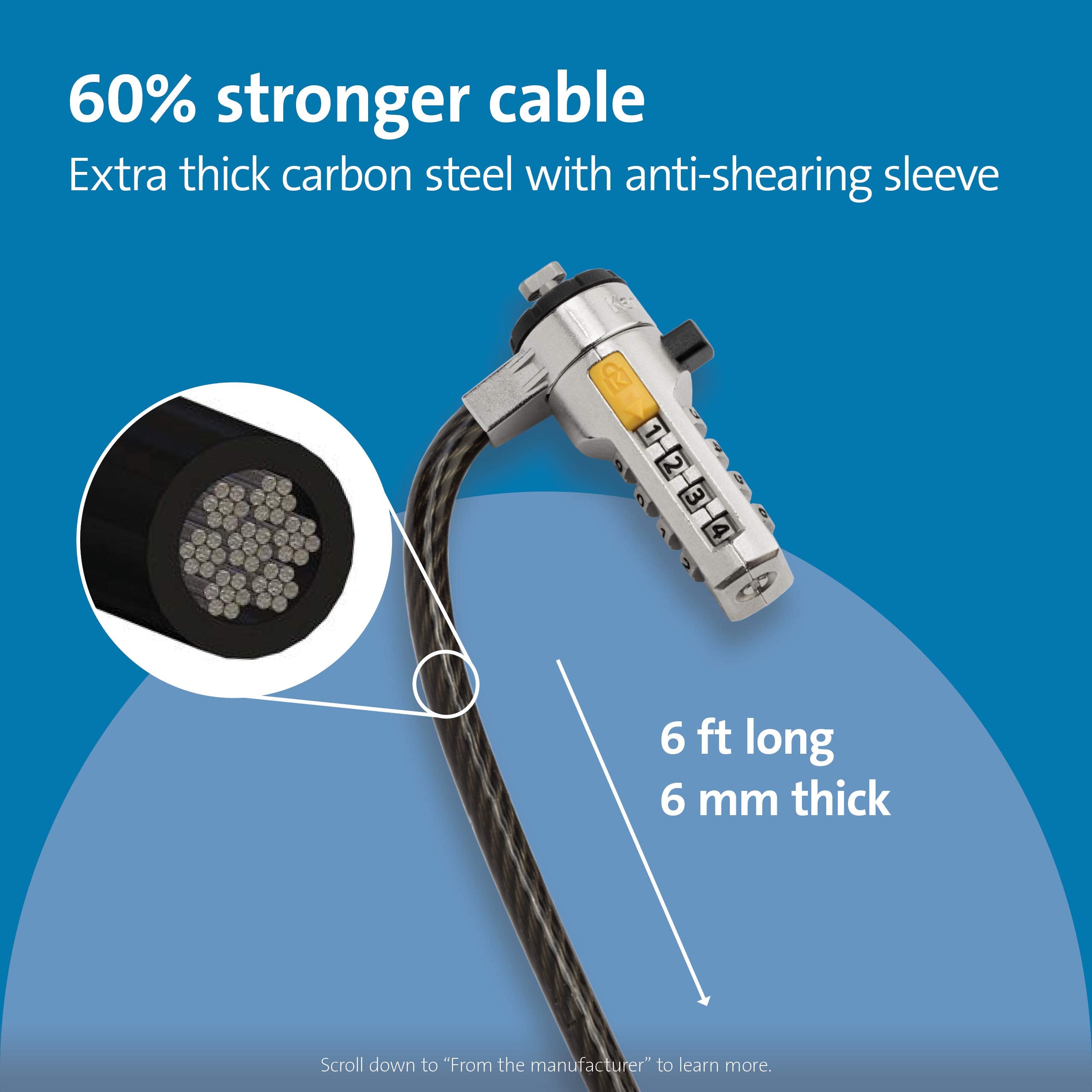 Kensington Combination Ultra Cable Lock For Laptops And Other Devices (K64675Us),Silver