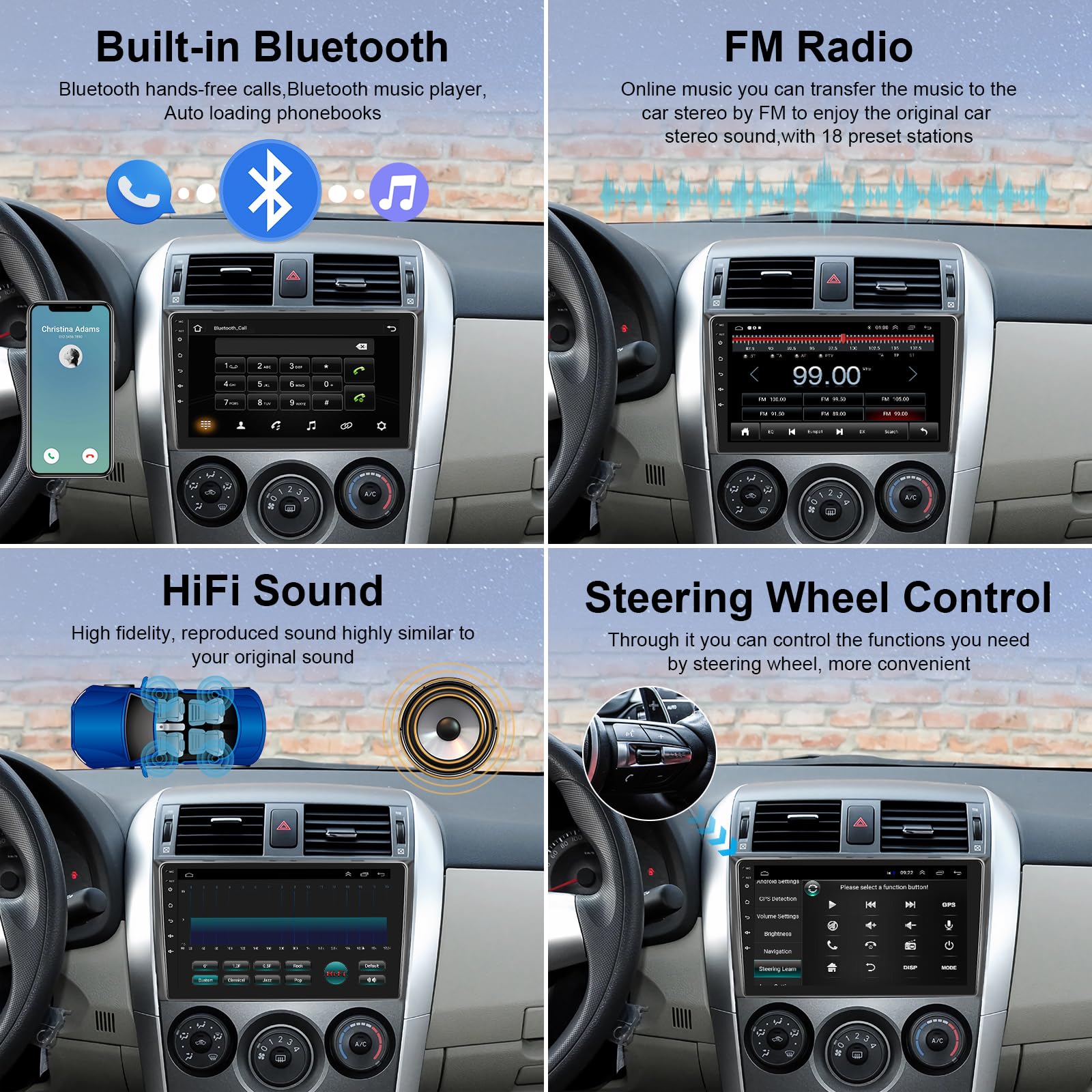 Radio For Toyota Corolla 2009 2013 Android 13 Car Stereo Wireless Carplay, Rimoody 9 Inch Touch Screen For Corolla Android Auto