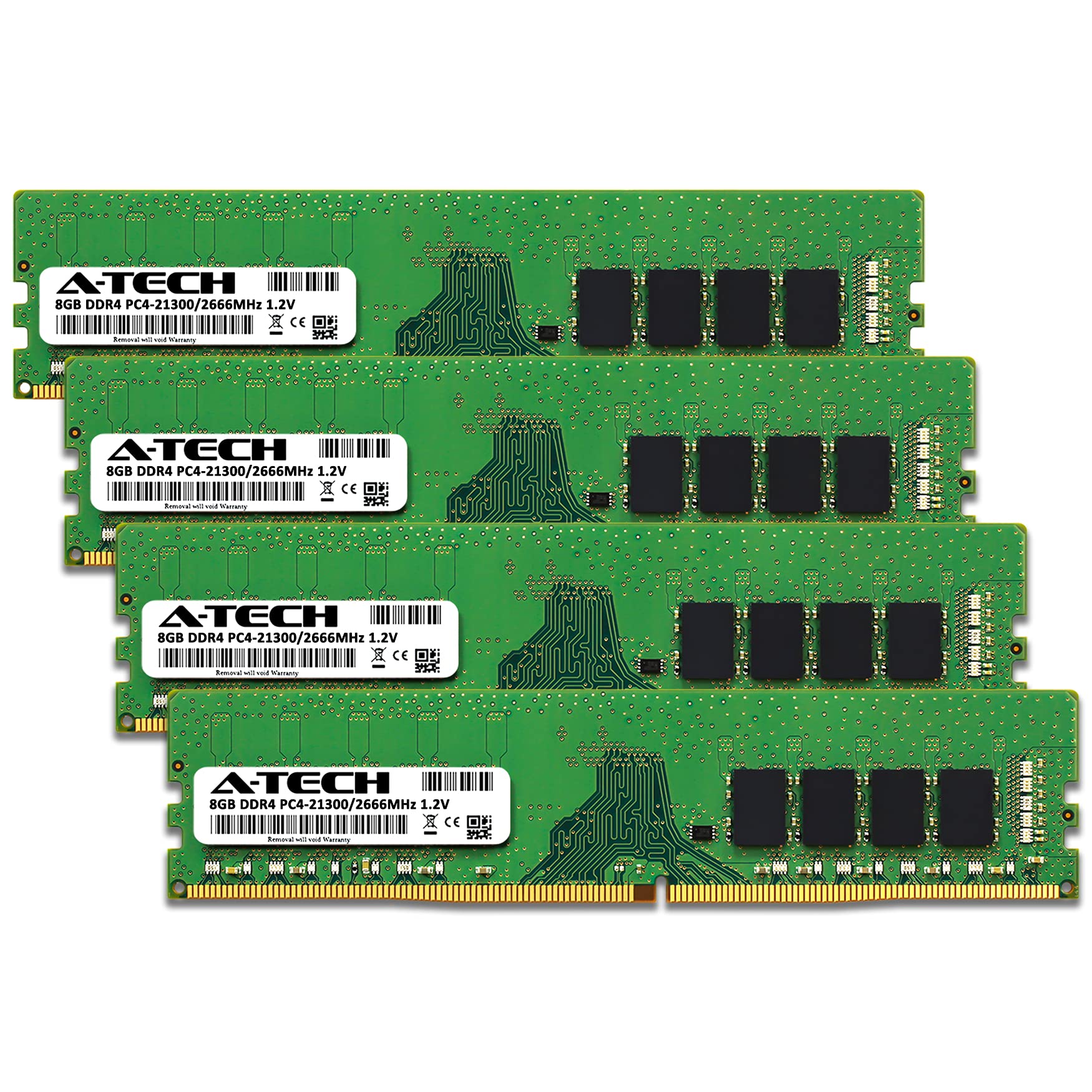 A Tech 32Gb (4X8Gb) Ddr4 2666 Mhz Udimm Pc4 21300 (Pc4 2666V) Cl19 Dimm Non Ecc Desktop Ram Memory Modules