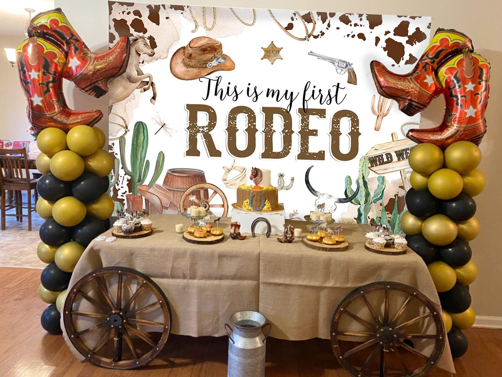 Avezano My First Rodeo Birthday Backdrop Western Cowboy 1St Birthday Background Decorations Wild West Themed Cowboy Cowgirl Firs
