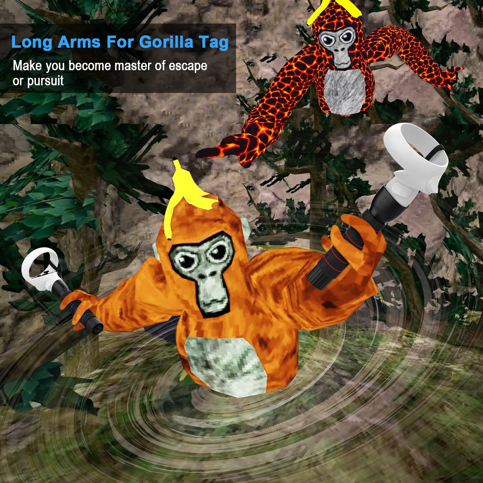 Upok Grip Extender For Meta Oculus Quest 2 Controllers  Vr Game Accessories Gorilla Tag Long Arms, Beat Saber Handle Anti Sweat