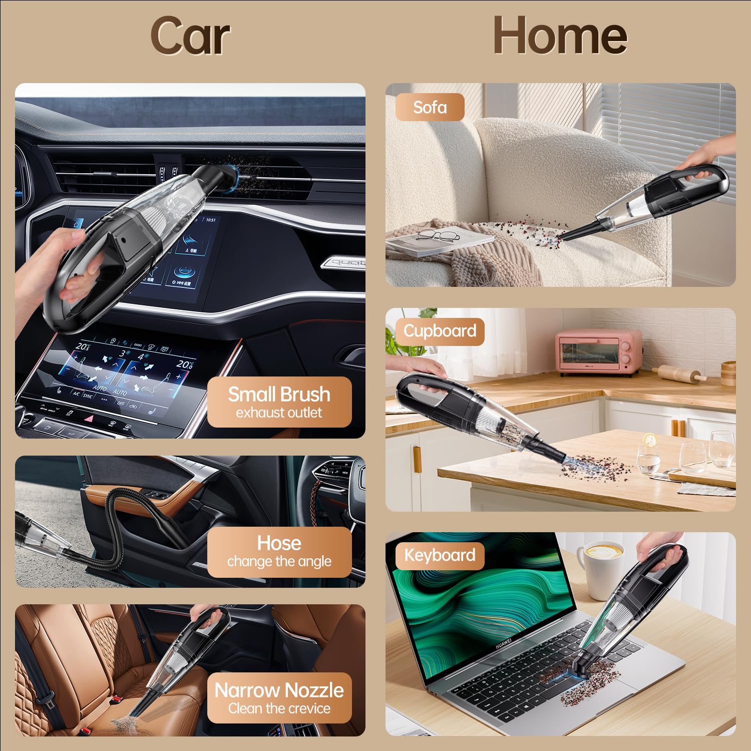 Eguink Handheld Vacuum Cordless 7000Pa Suction | Car Vacuum Portable With 650Ml Dustbin | 1.43Lbs Ultra-Light | 25-Min Runtim |