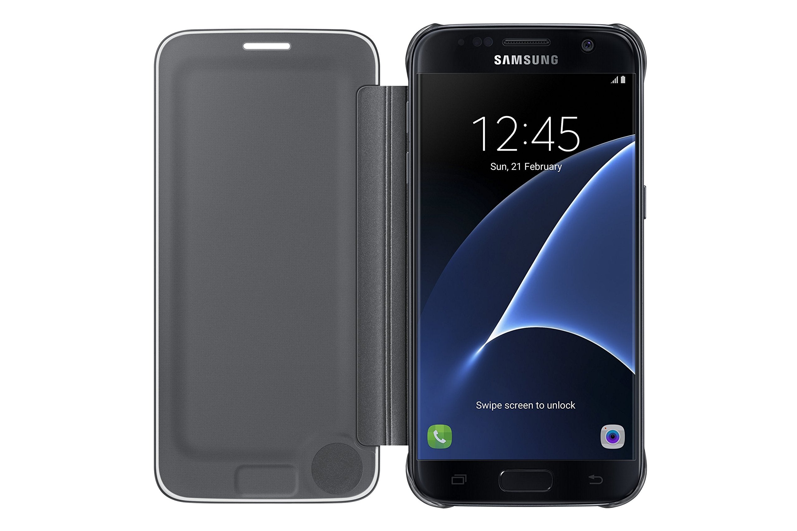 Samsung Galaxy S7 Case S-View Clear Flip Cover - Black (Not For S7 Edge)
