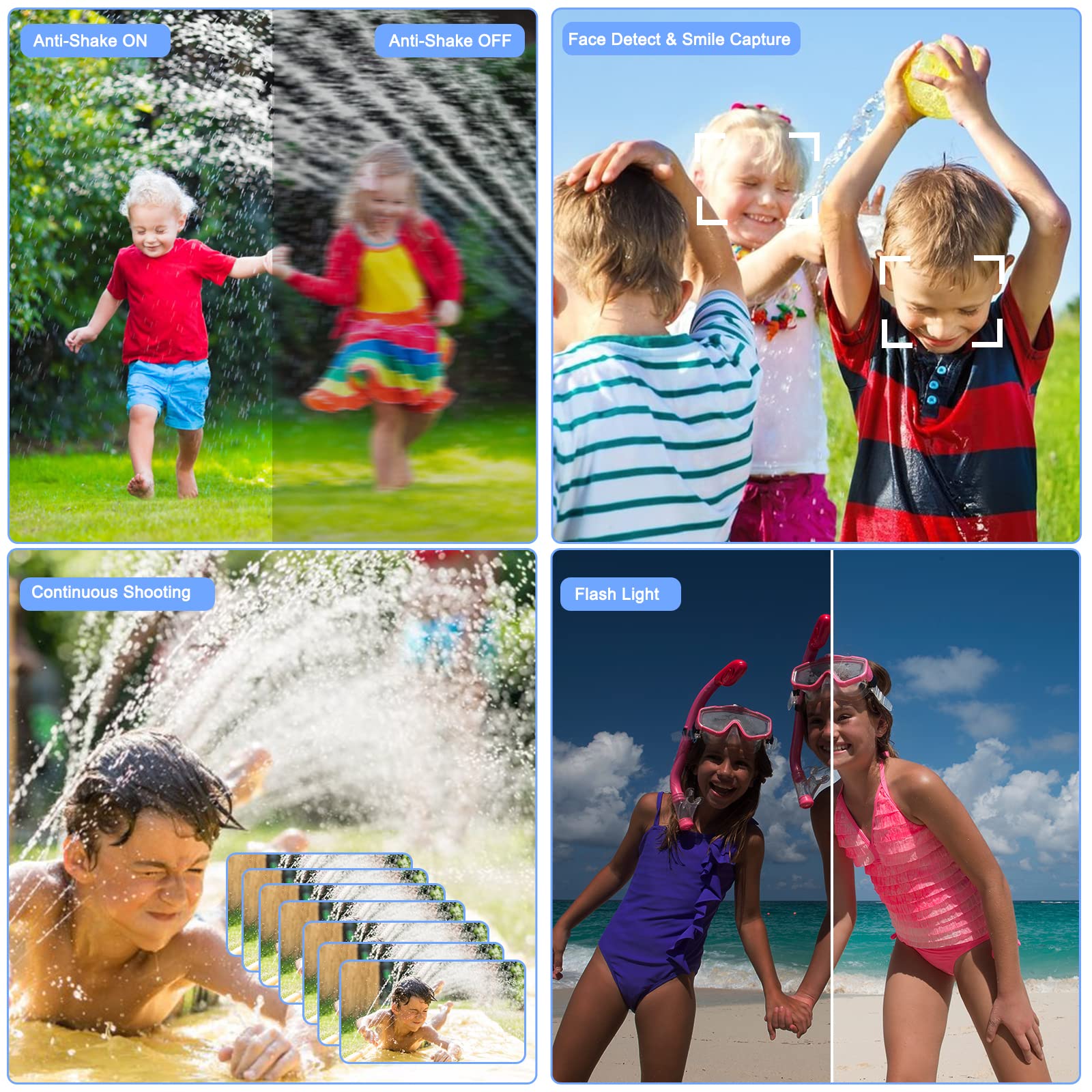 Yeein 16Ft Underwater Camera 30Mp Waterproof Digital Camera With 32G Card And Rechargeable Battery, 18X Point And Shoot Camera F