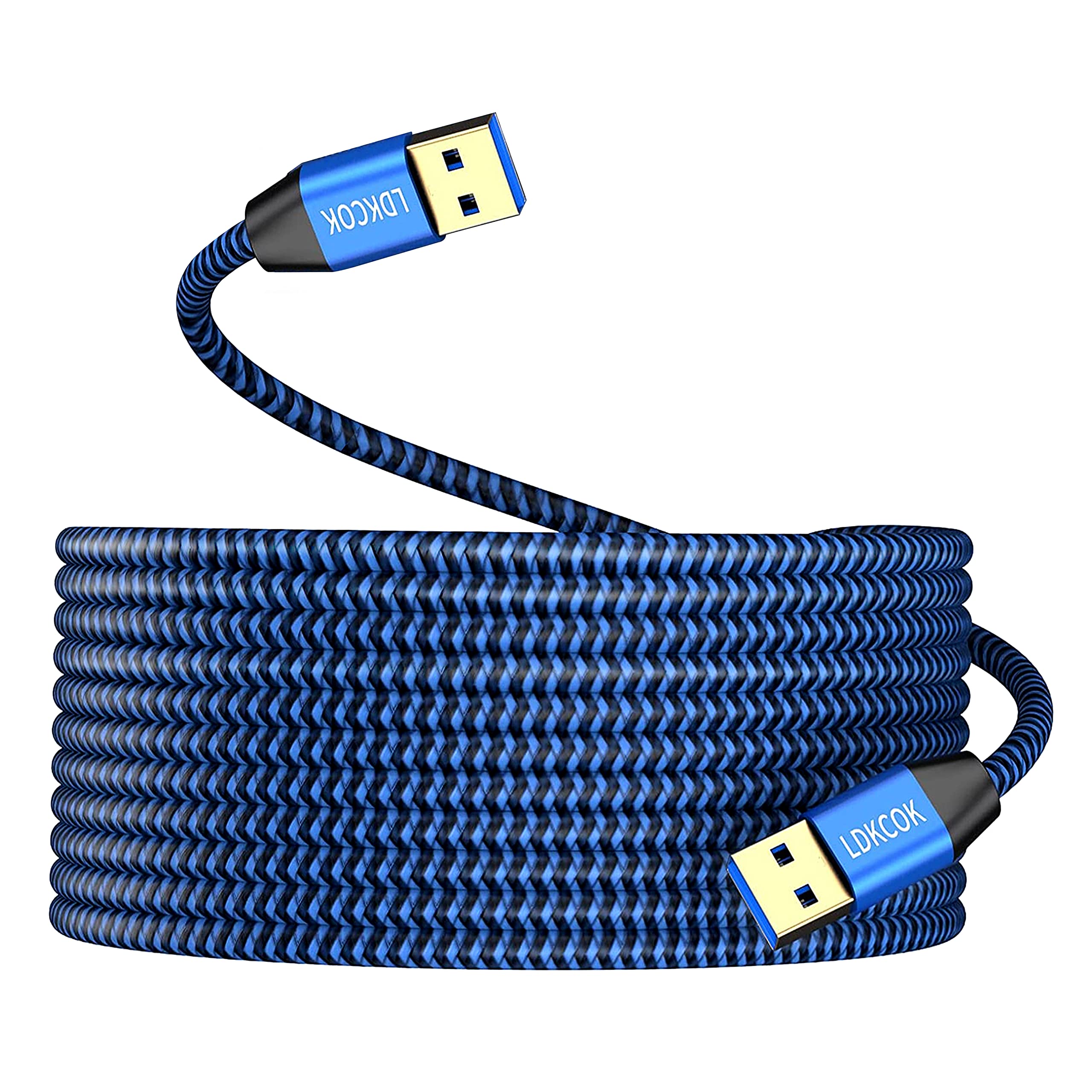 Usb To Usb Cable 20Ft,Durable Braidedfor Usb 3.0 Male To Male Type A To Type A Cable Data Transfer Compatible With Hard Drive, L