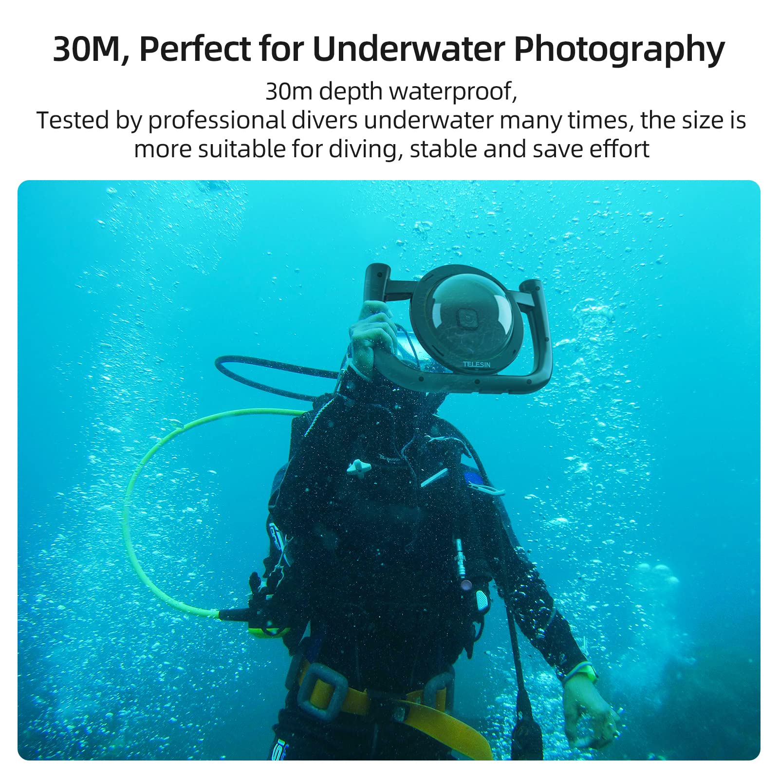 Telesin Dome Port With Diving Stabilizer Kit For Gopro Hero 13 Hero 12 Hero 11 Hero 10 Hero 9, Underwater Waterproof Housing Div