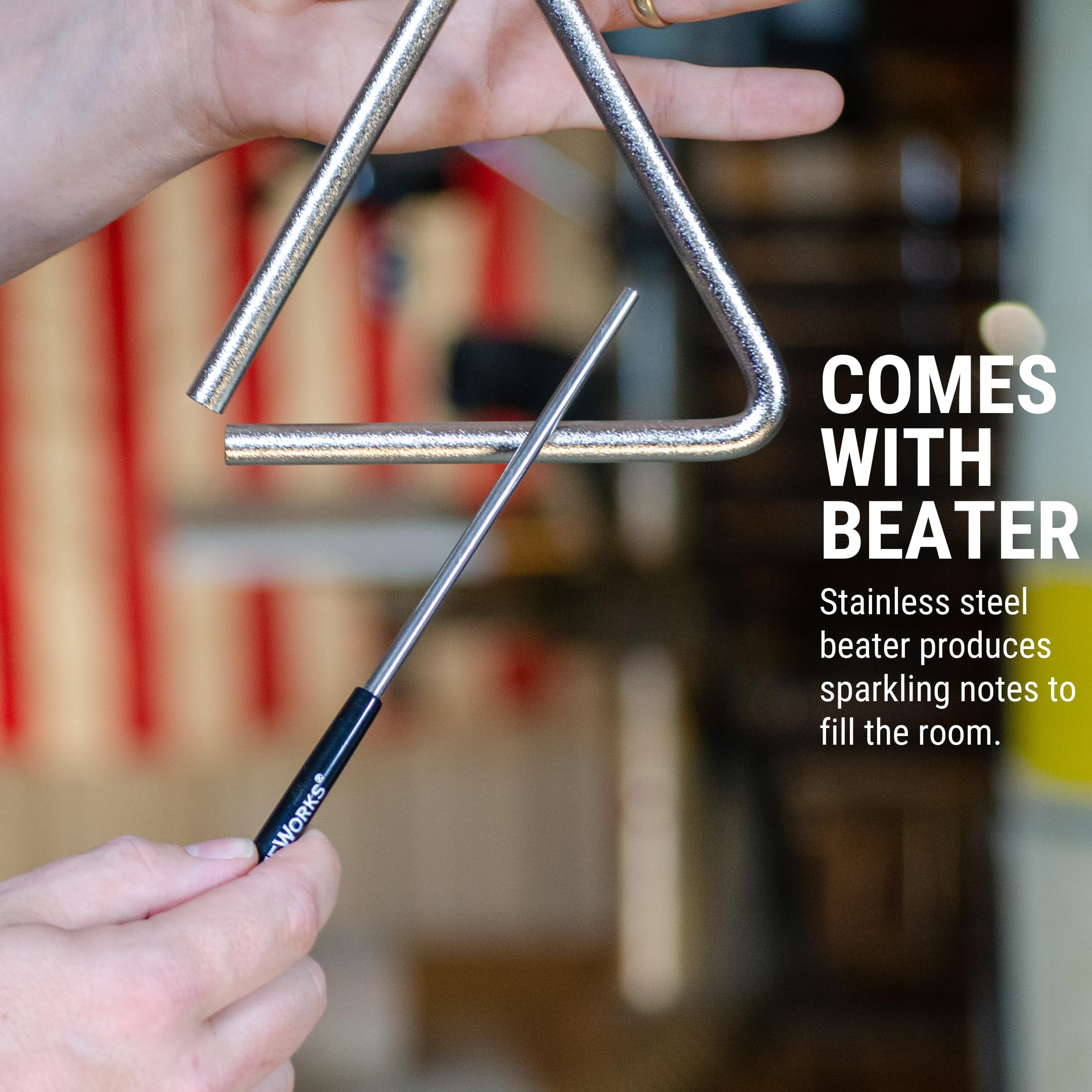 Treeworks Chimes 6'' Triangle Percussion Musical Instrument   Made In U.S.A.   With Beater/Striker And Holder, Professional Stud