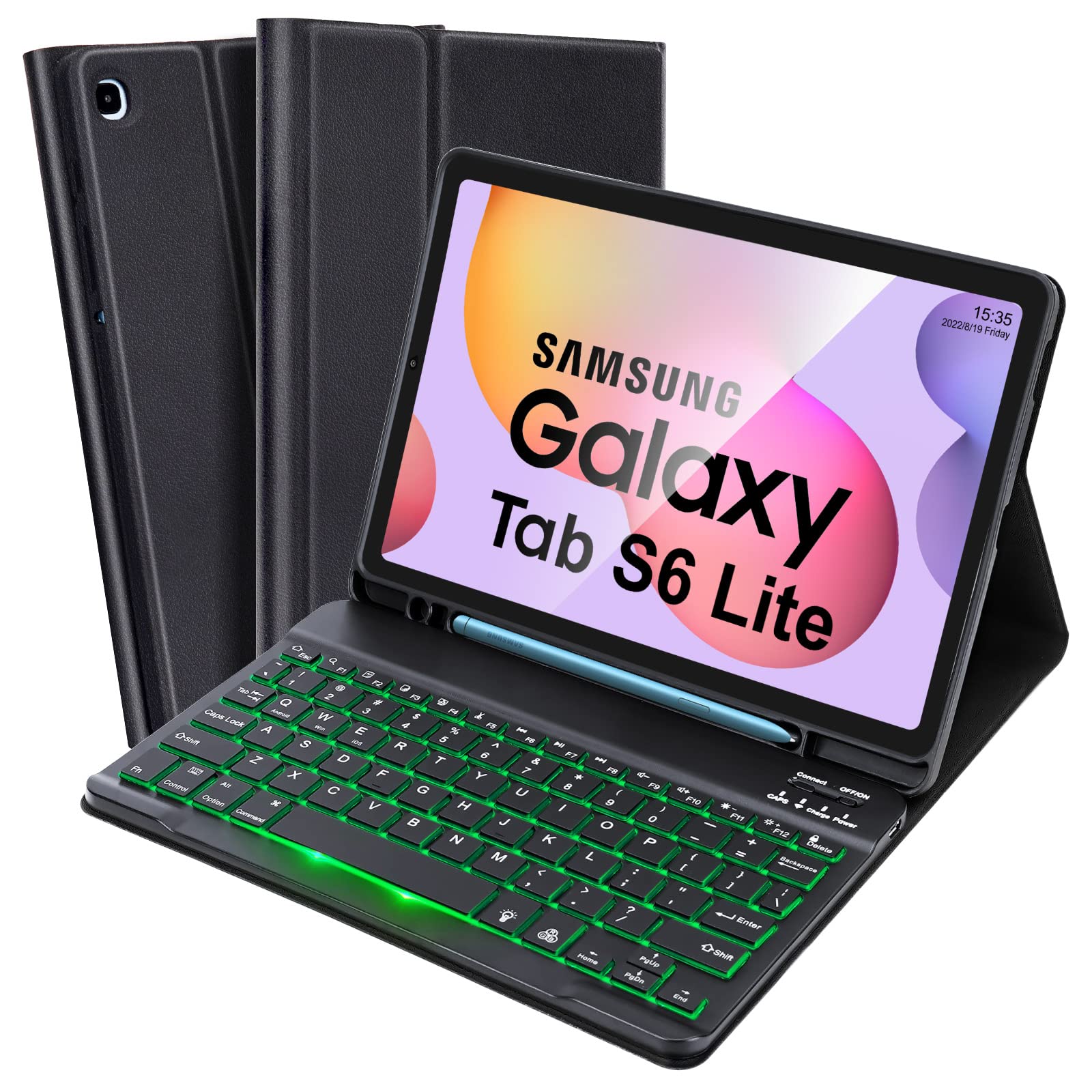 SOPPY Backlit Keyboard Case for Samsung Galaxy Tab S6 Lite 10.4 Inch 2024/2022/2020(SM-P620/P624/P610/P613/P615/P619), Rechargea